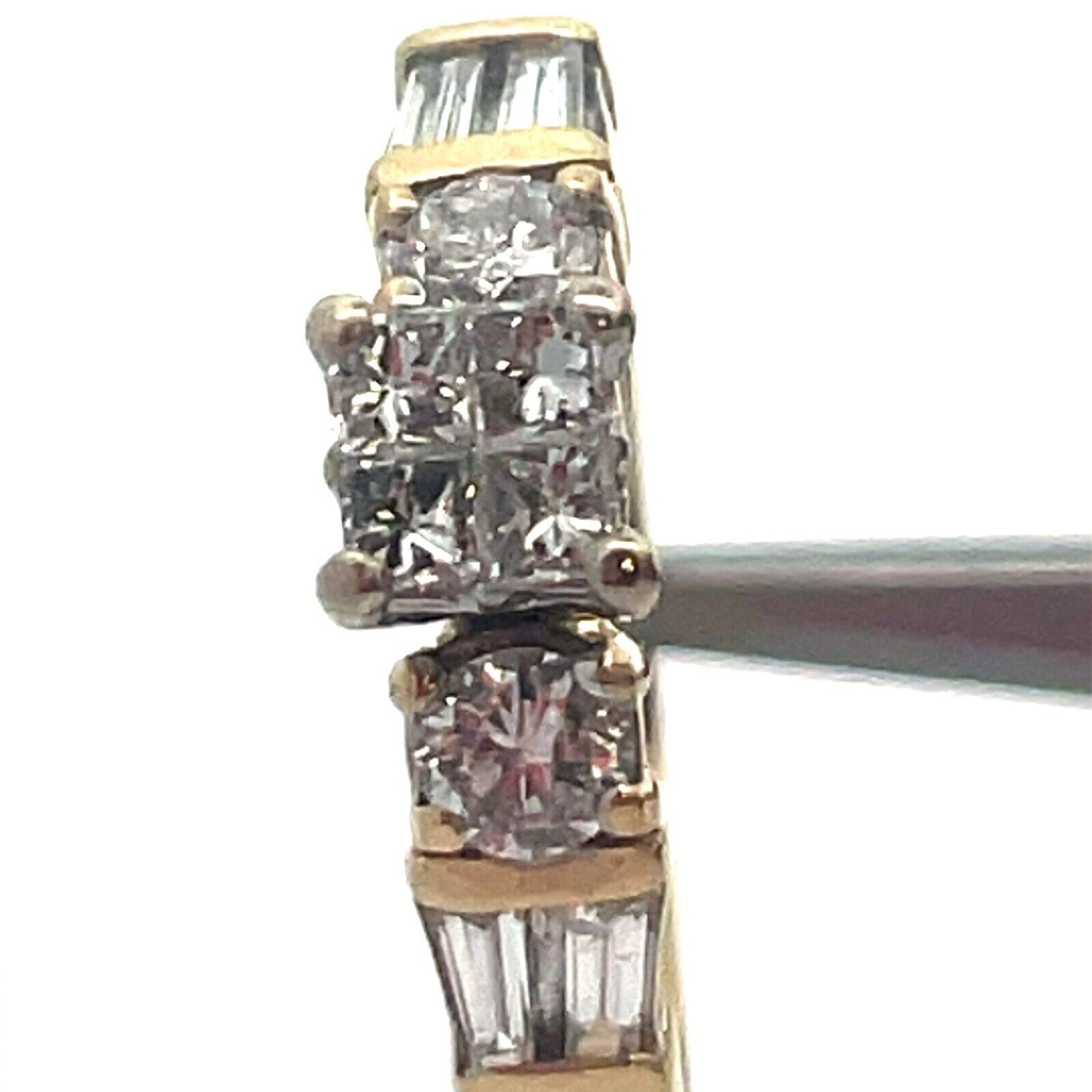 Vintage 14K Yellow Gold Princess Diamond Quad Top Accent Engagement Ring