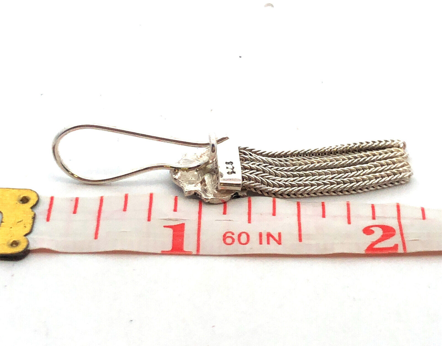 Vintage 925 Sterling Silver Floral Scroll Wheat Chain Drop Dangle Hook Earrings