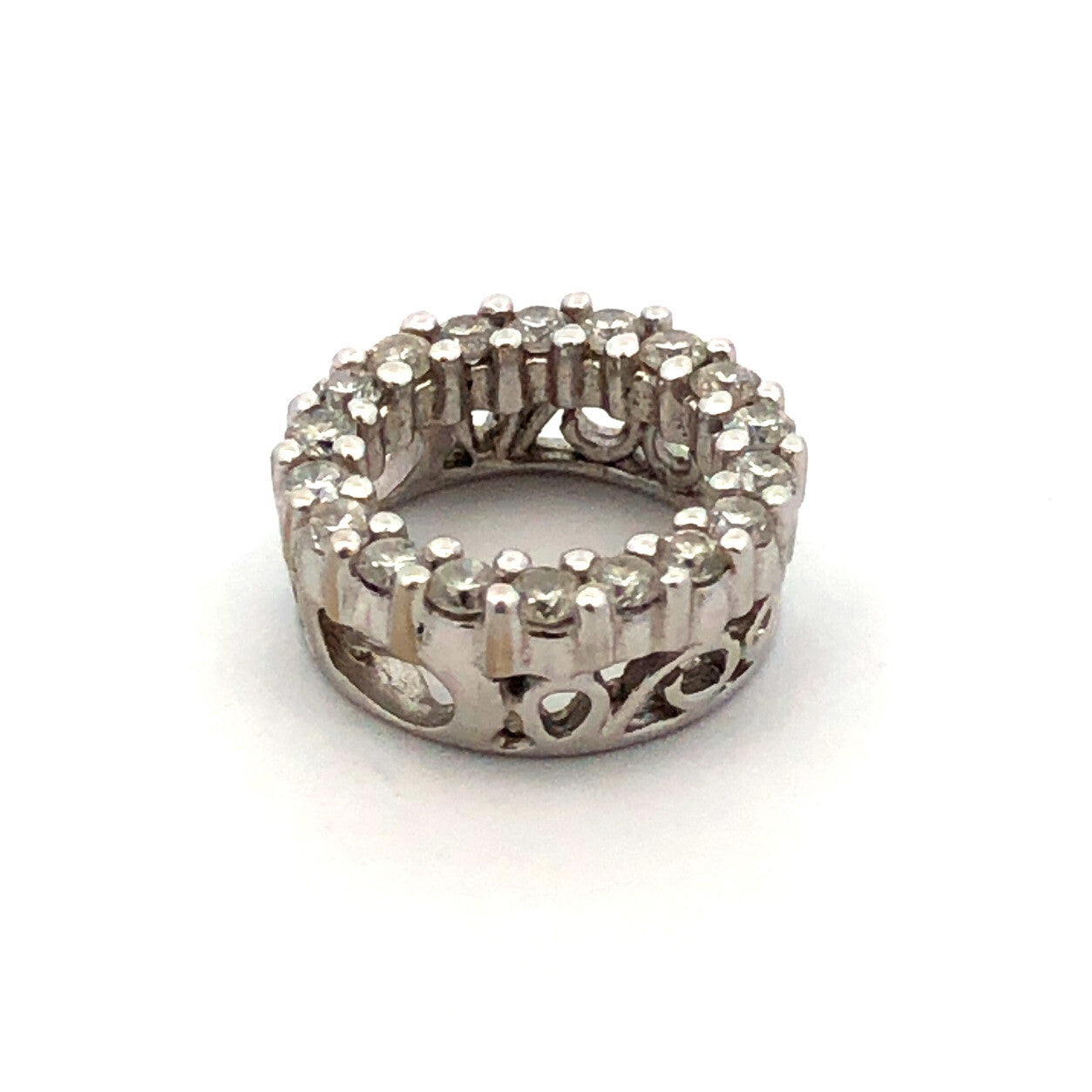 Designer JX 14K White Gold Diamond Round Ring Infinity Eternity Pendant