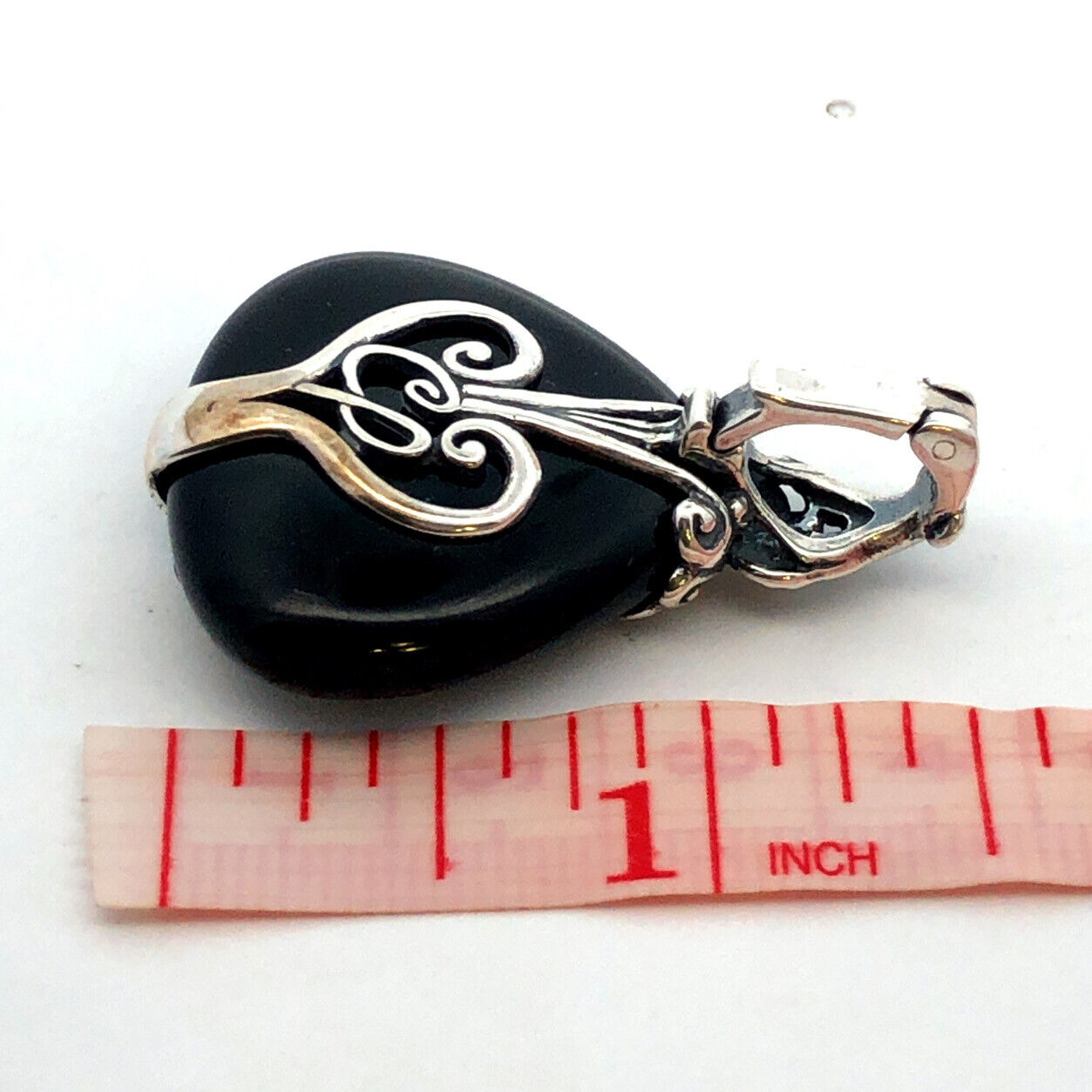 Carolyn Pollack R Moon 925 Sterling Silver Onyx Teardrop Scroll Enhancer Pendant