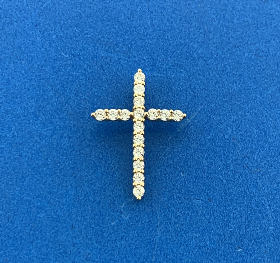 Designer Mexico 14K Yellow Gold CZ Cross Religious Communion Easter Pendant