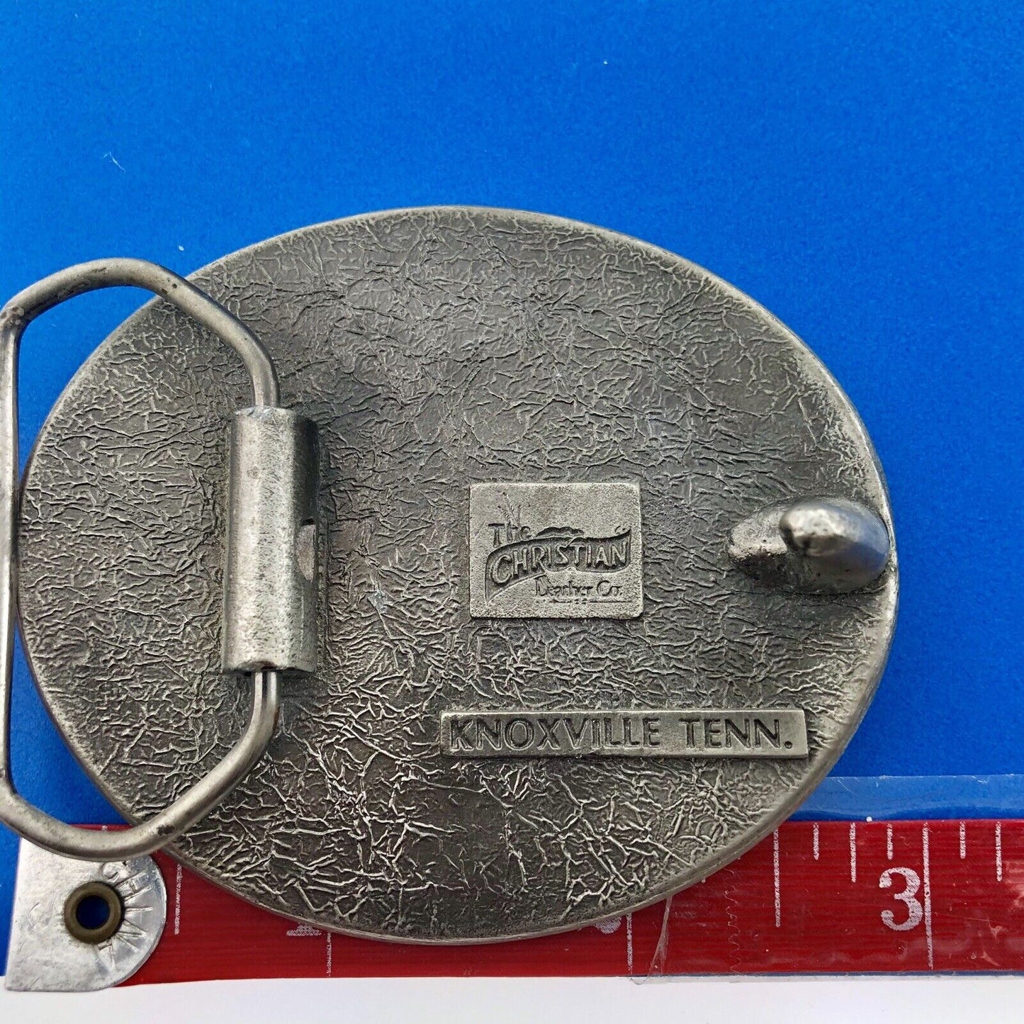 1982 Worlds Fair Logo Knoxville Tennessee Silver Tone Metal Oval Belt Buckle