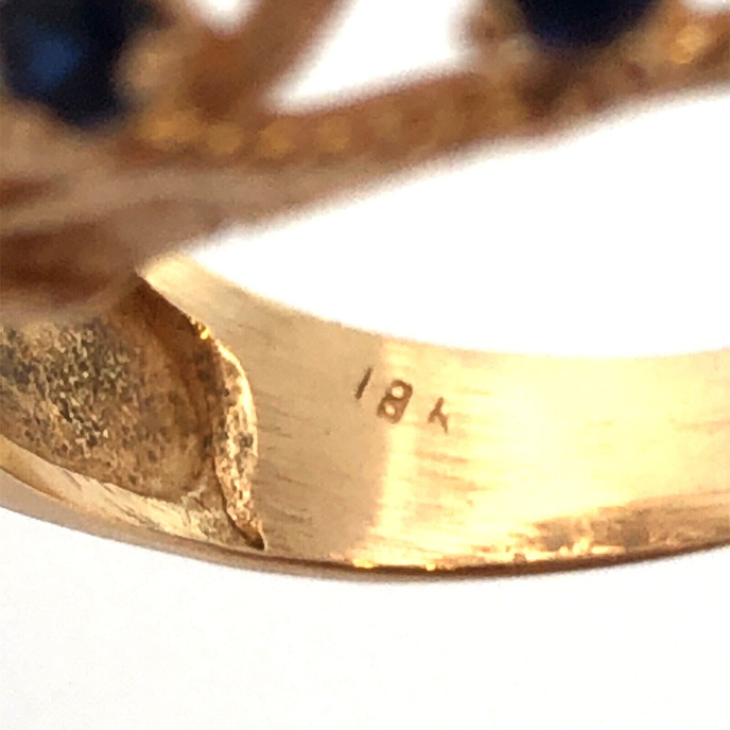 Estate 18K Yellow Gold Blue Sapphire Open Work Harem Cocktail Statement Ring
