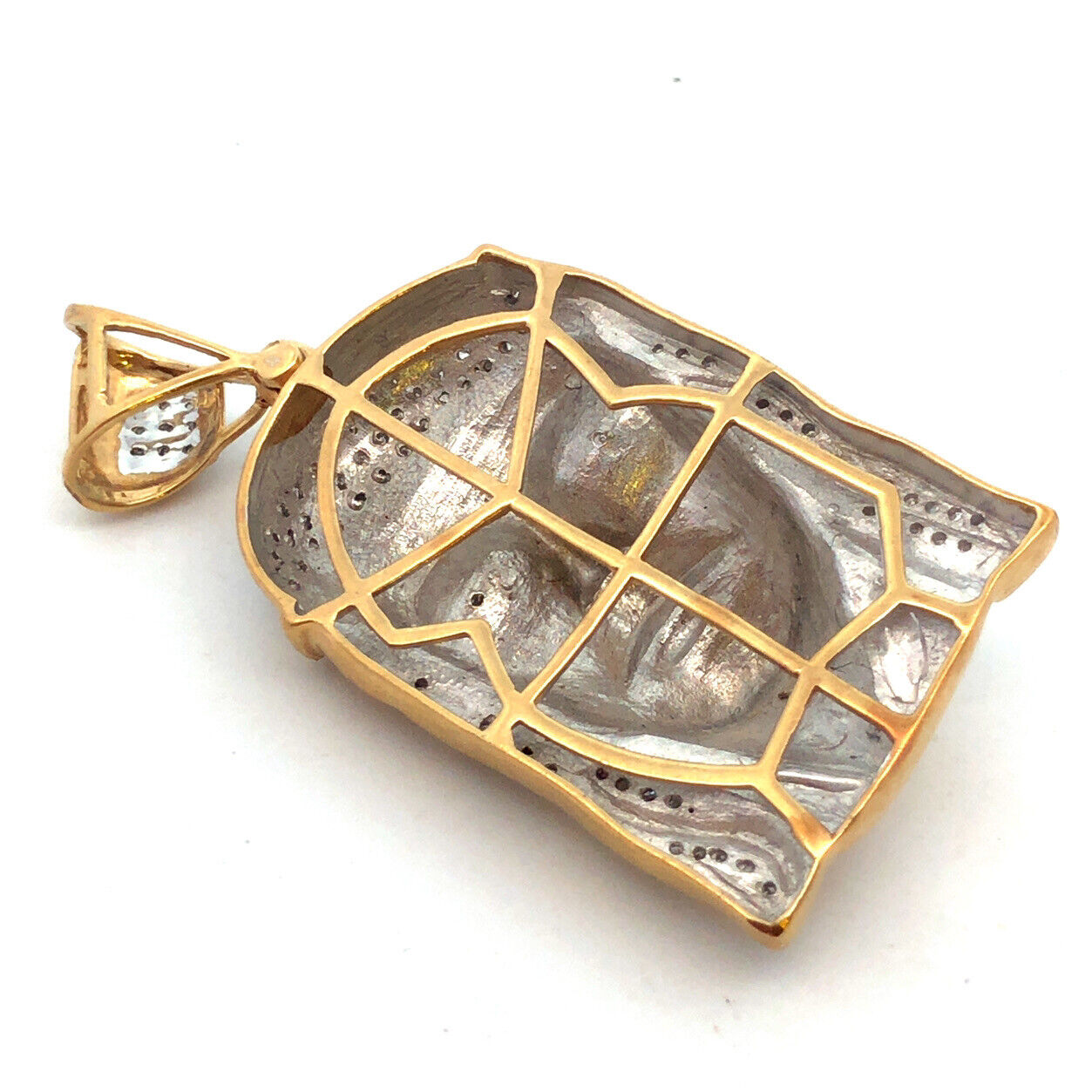 Gorgeous 10k Yellow Gold Diamond Jesus Head Face Crown of Thorns Faith Pendant
