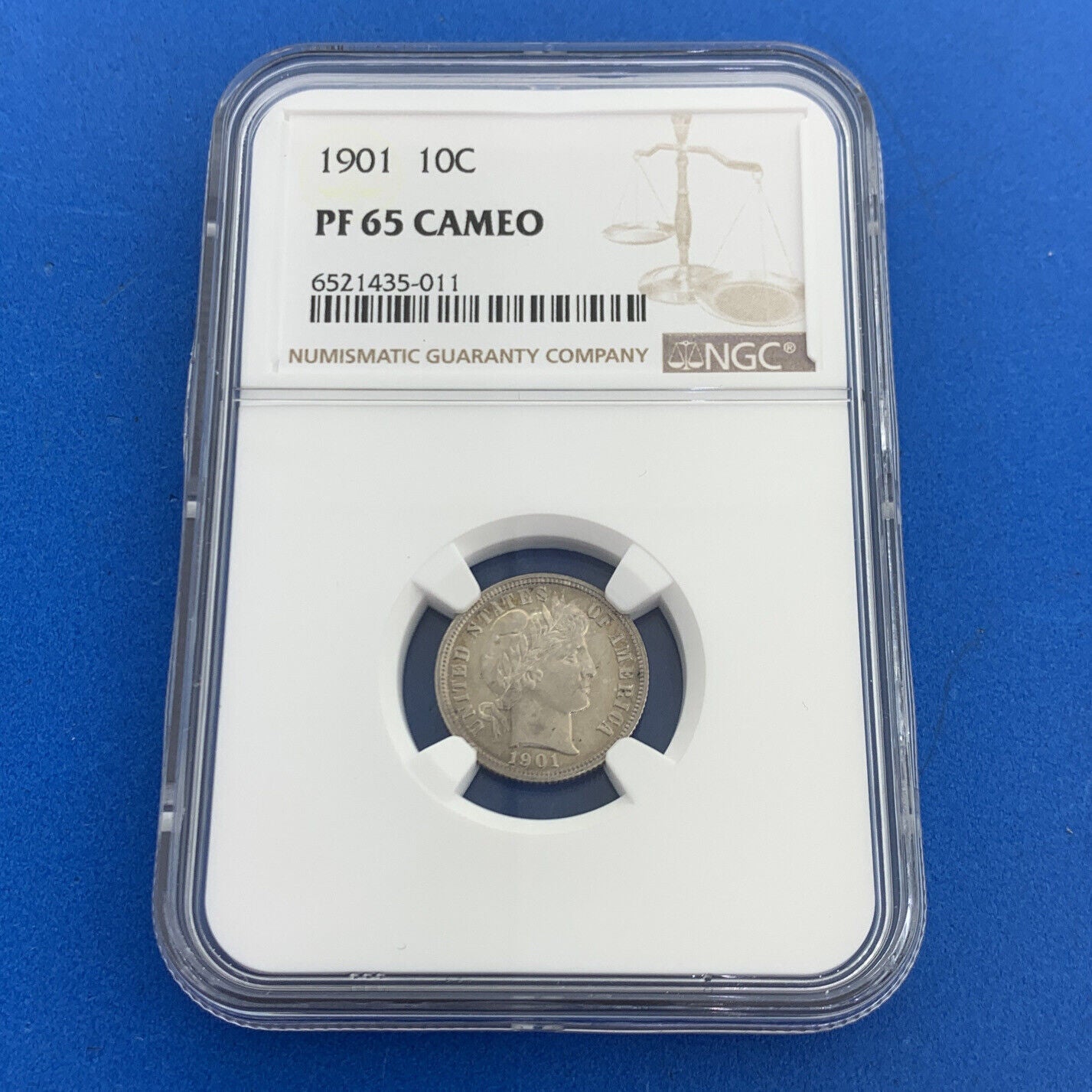 1901 P Proof Silver Barber Dime Better Philadelphia Mint NGC PF65 Cameo Coin