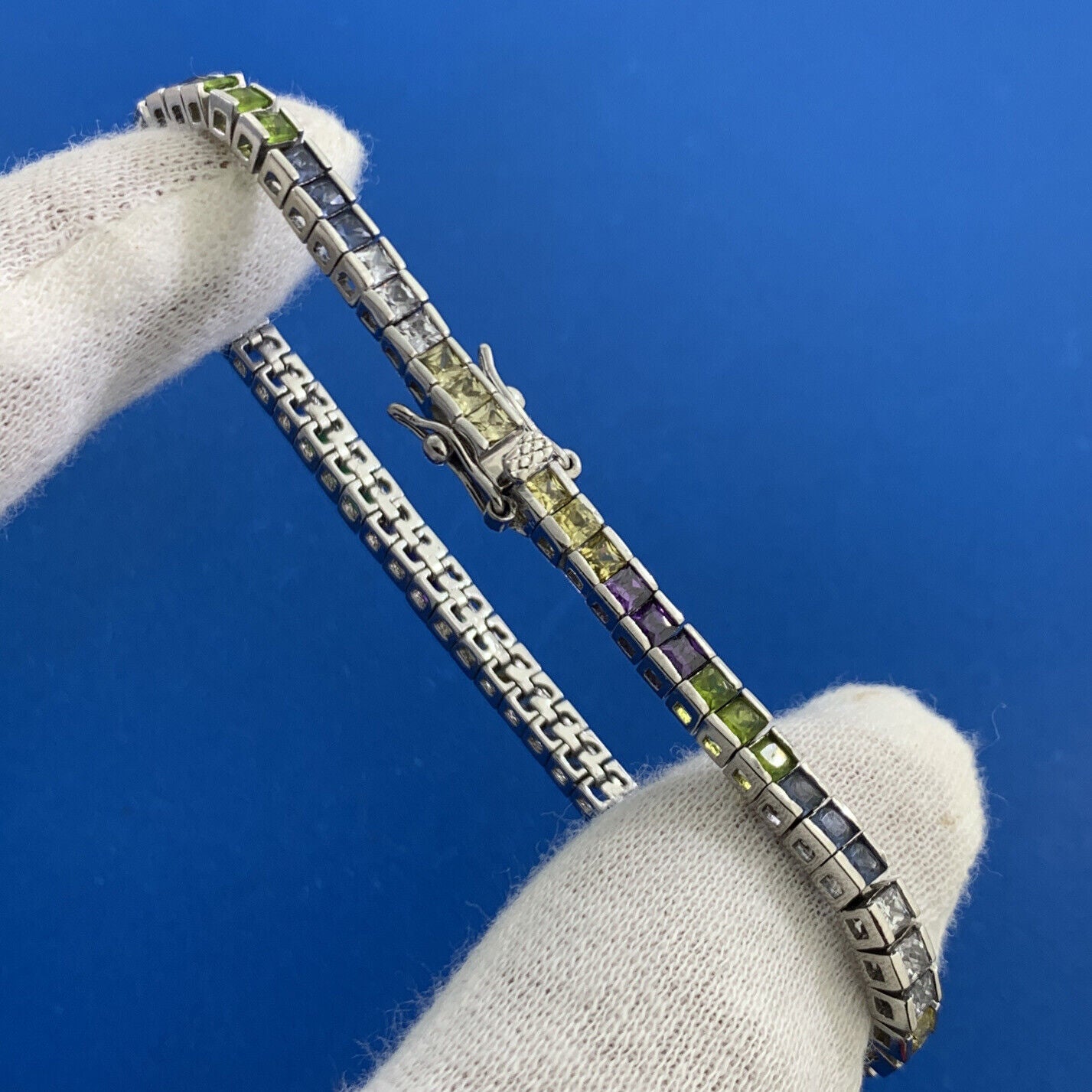 FAS Citrine White Purple Amethyst Peridot Blue Tourmaline Sterling Tennis Bracel