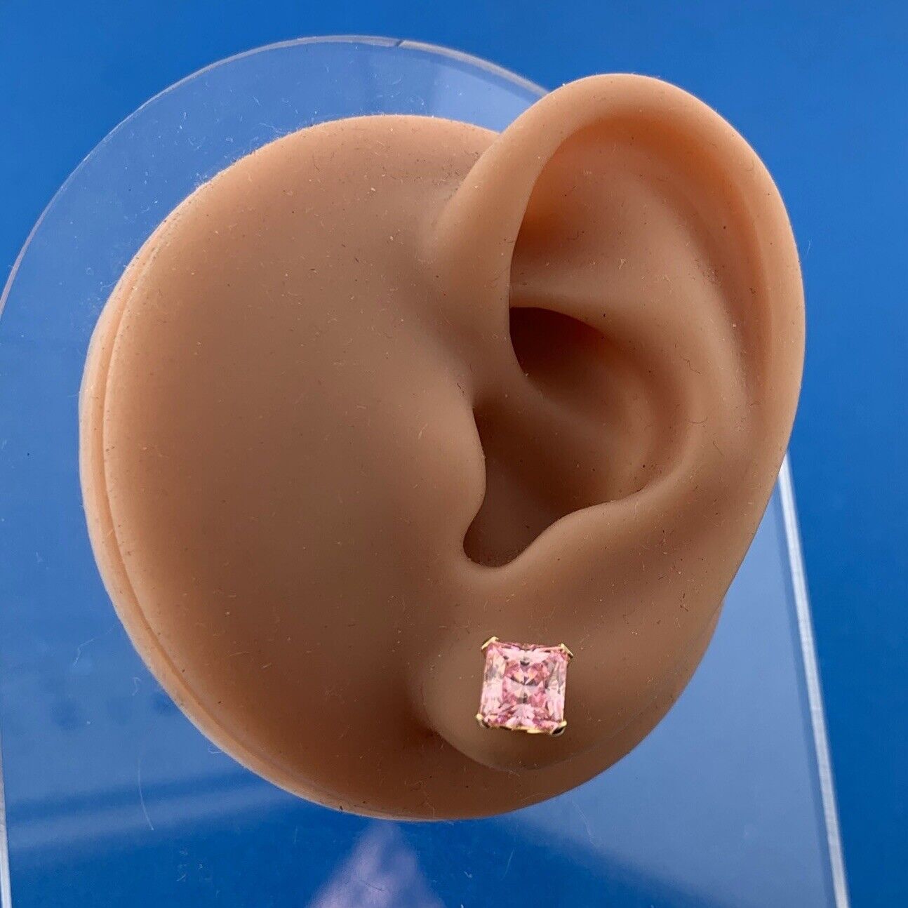 Jacmel Mauritius JCM 14K Yellow Gold Pink Cubic Zirconia Statement Stud Earrings