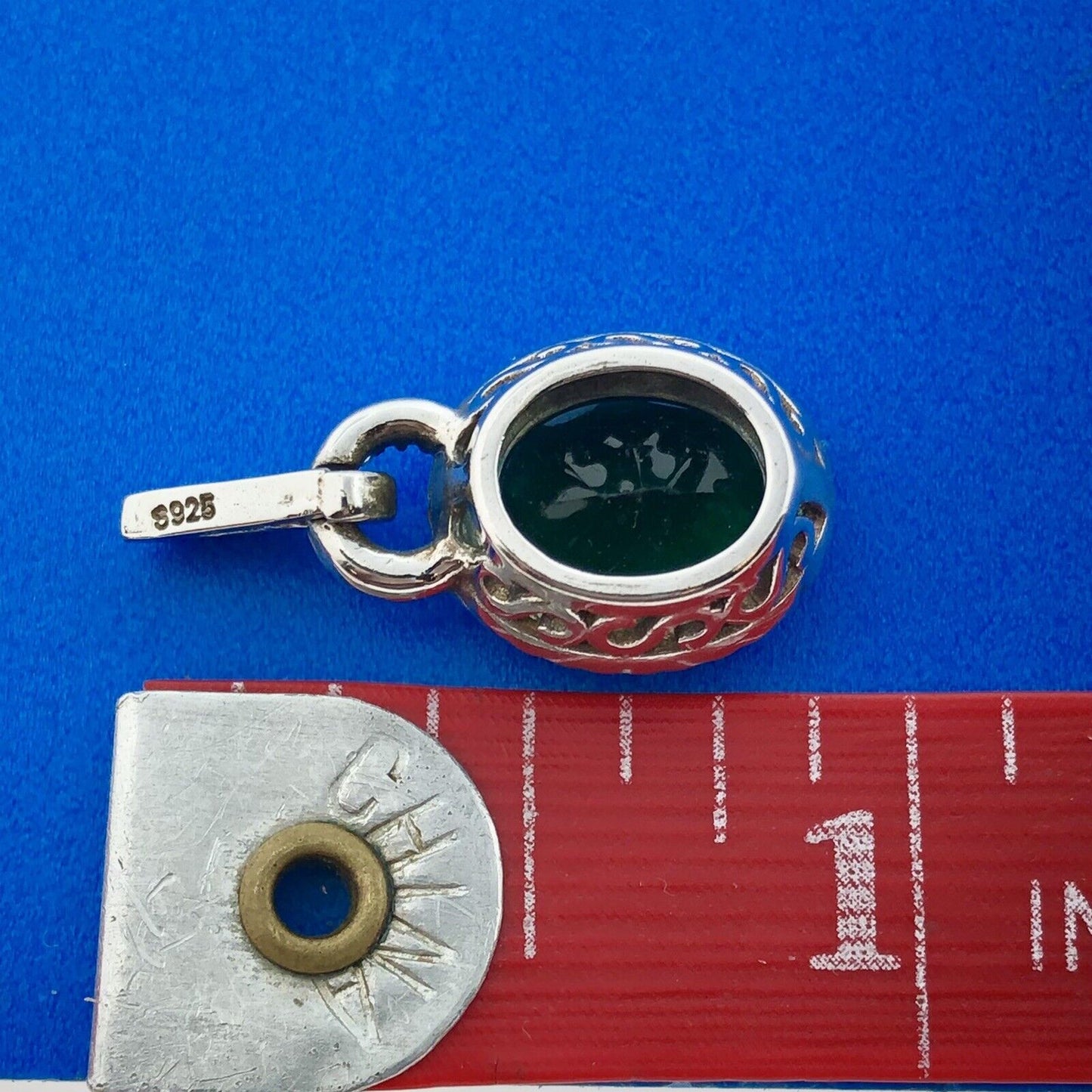 Gorgeous 925 Sterling Silver Green Tourmaline White Topaz Halo Statement Pendant