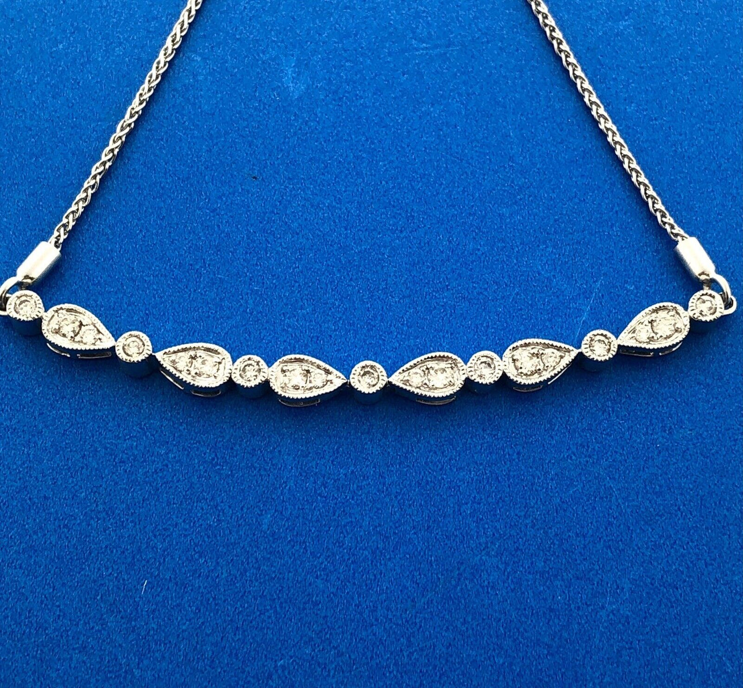 Designer KA1772 10K White Gold Diamond Floral Cluster Adjustable Lariat Bracelet