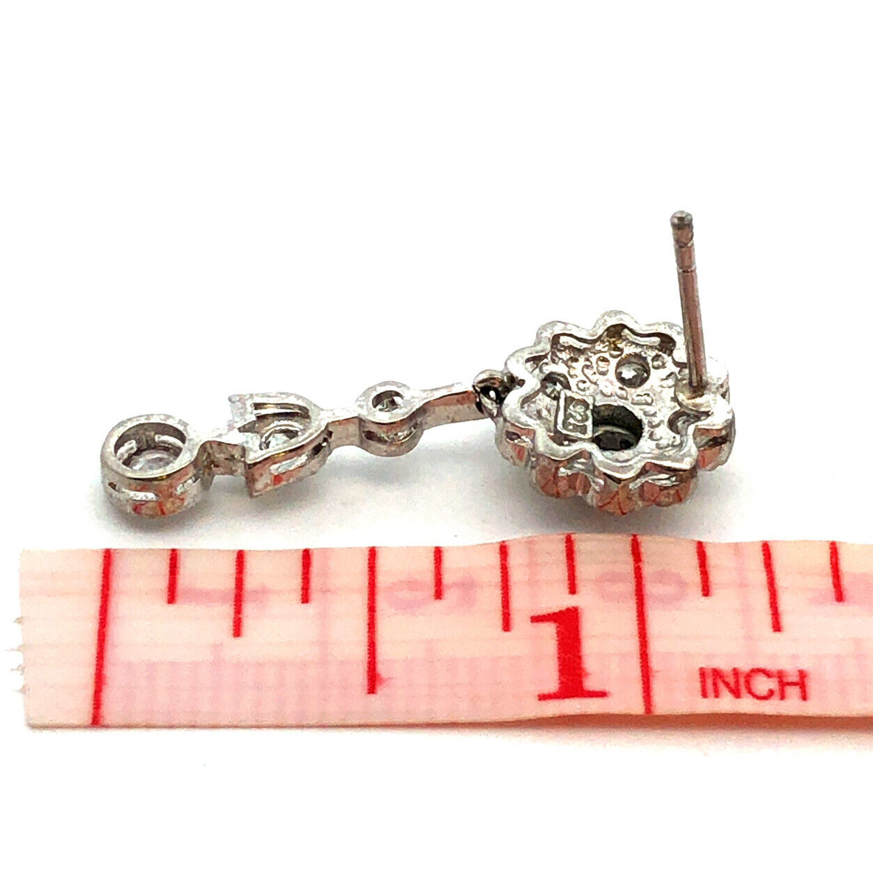 925 Sterling Silver Round Cubic Zirconia Flower Drop Dangle Stud Earrings