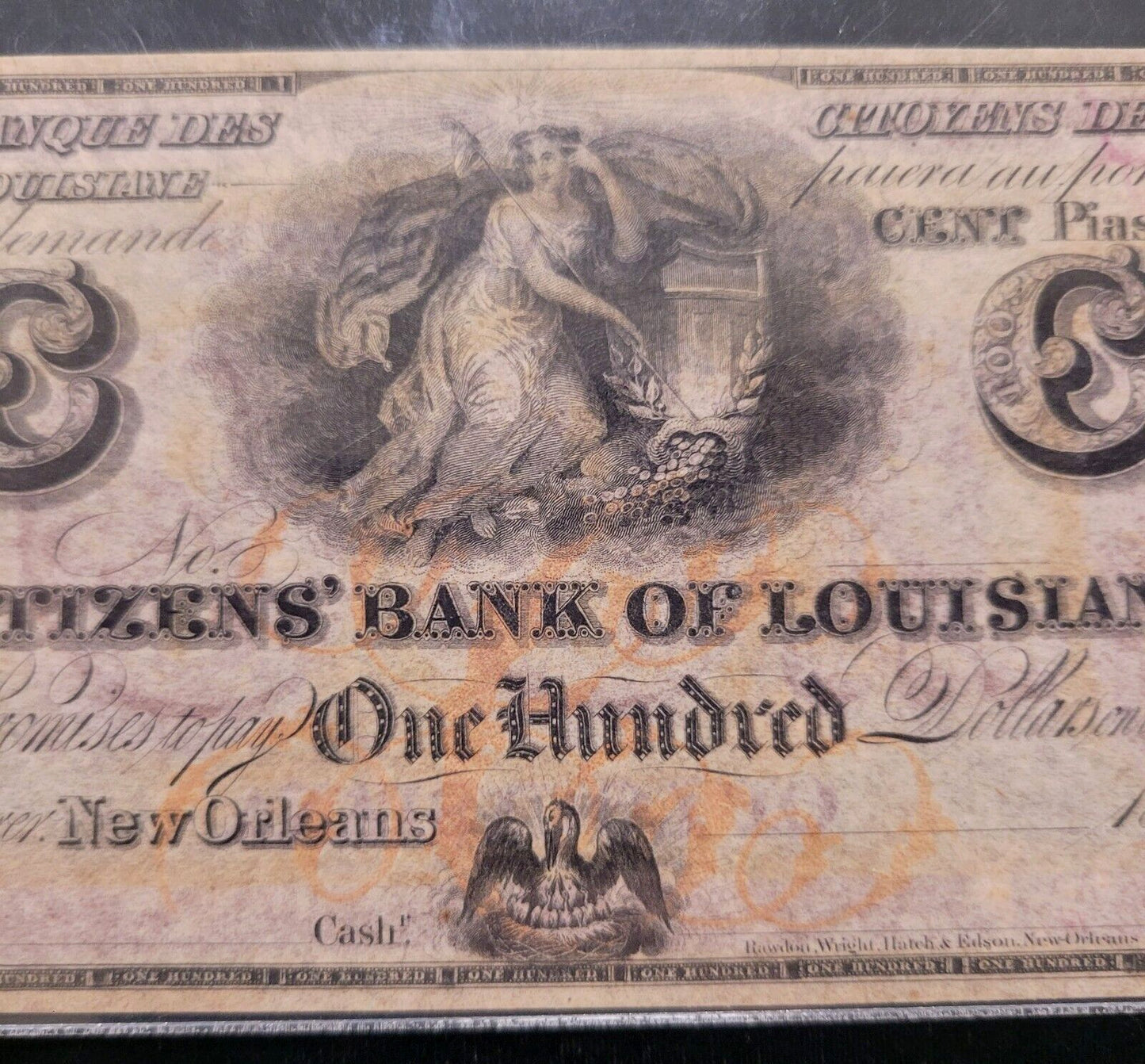 1800s $100 Citizens Bank of Louisiana PCGS Gem New 65PPQ Rare Obsolete Bank Note