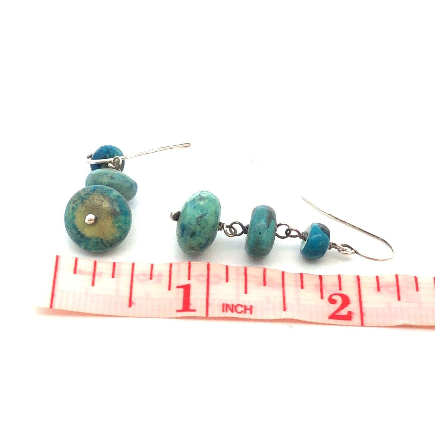 Designer 925 Sterling Silver Turquoise Graduated Bead Drop Dangle Earrings
