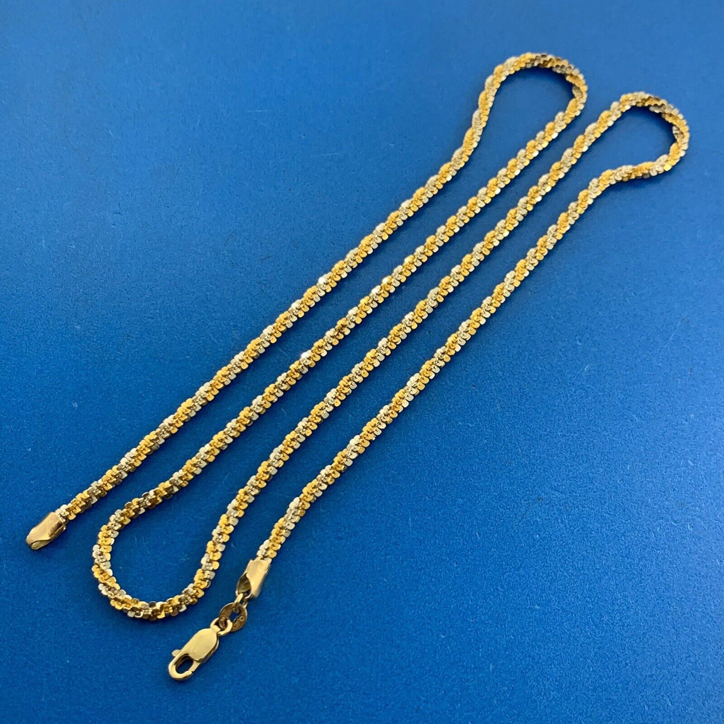Designer Italy 14K White Yellow Gold Popcorn Fancy Link Chain Necklace