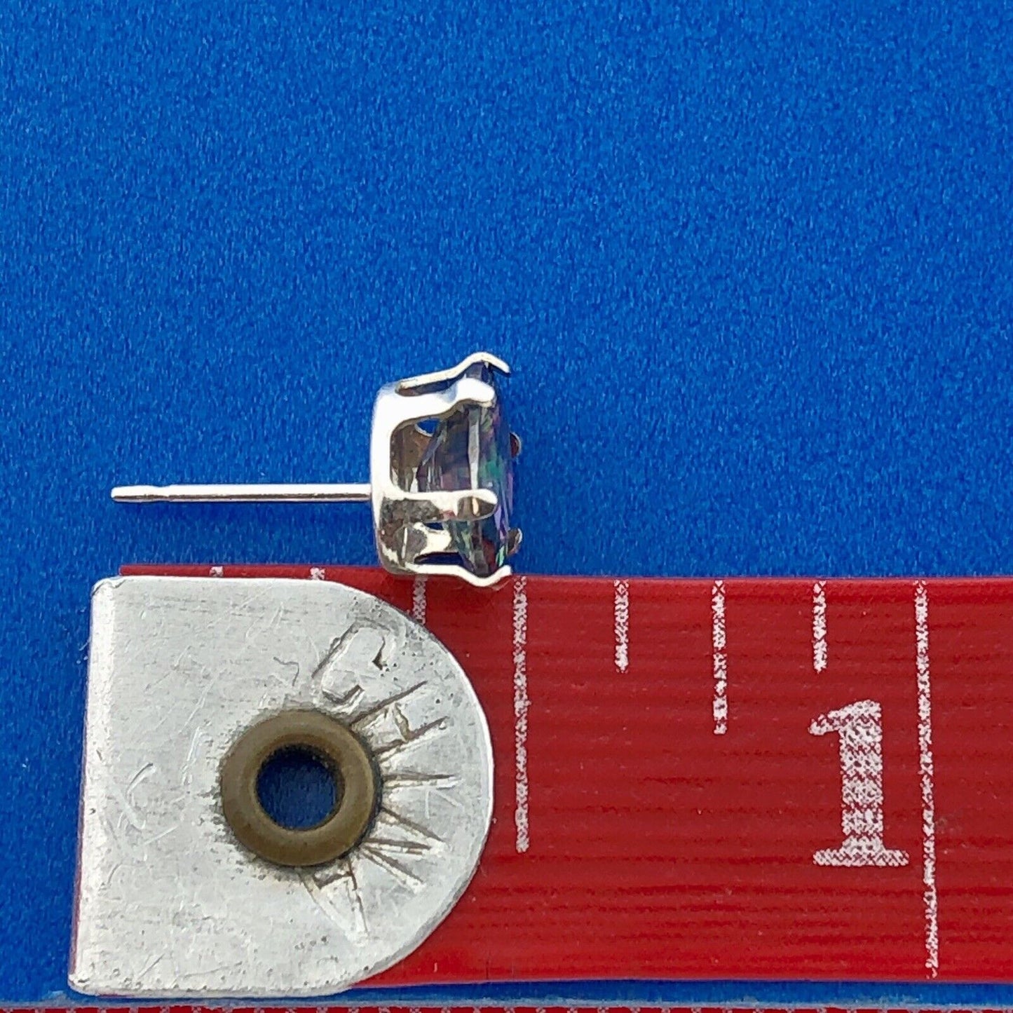 Designer Sterling Silver Oval Mystic Topaz November Anniversary Stud Earrings