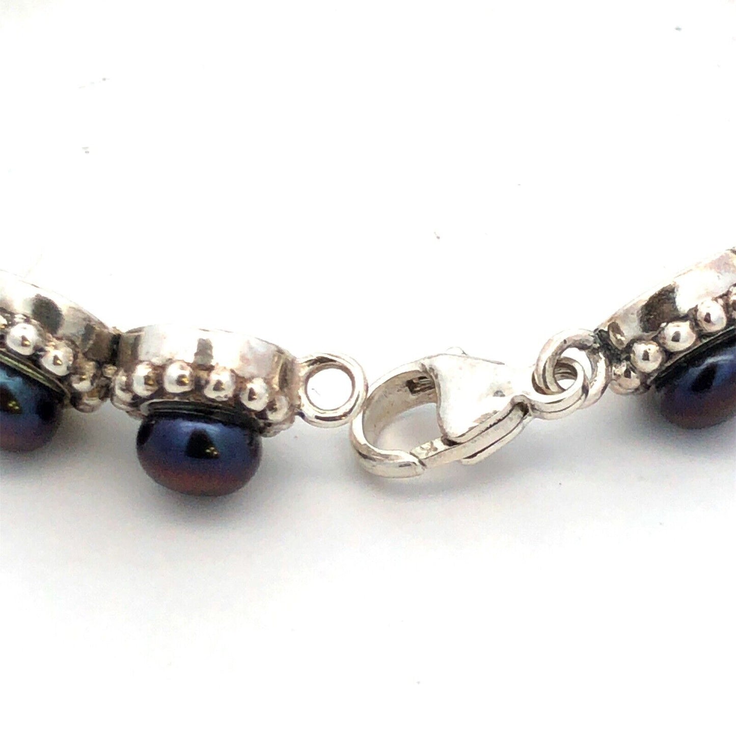 Designer 925 Sterling Silver Round Tahitian Pearl Tennis Bracelet