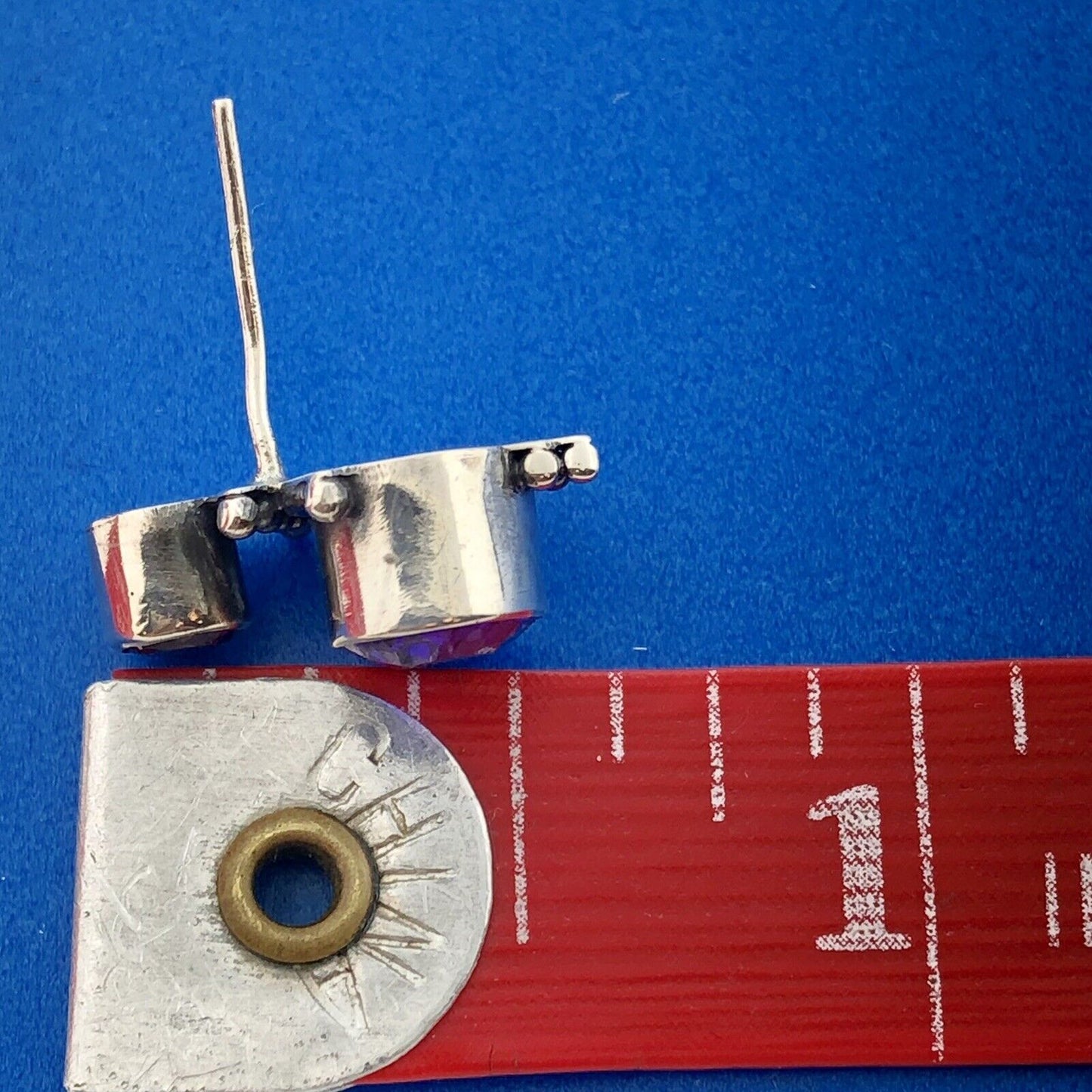 Designer 925 Sterling Silver Purple CZ Anniversary Stud Earrings