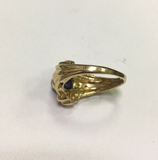 Modern 14k Yellow Gold Sapphire and Diamond Accent Ring