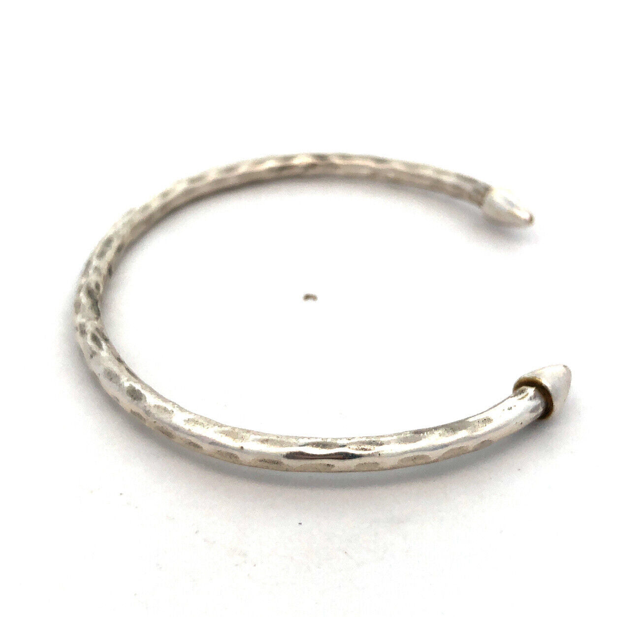 Vintage Artisan Designer Silver Plate Hammered Open Bangle Cuff Bracelet