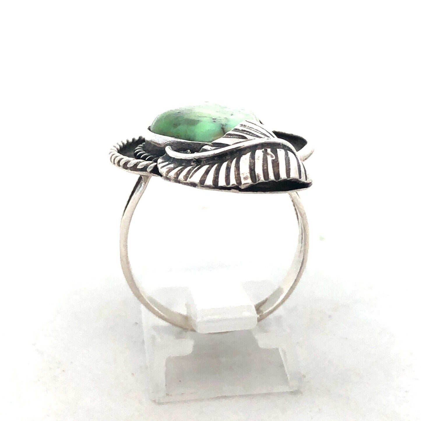 Native American 3 H Shop 925 Sterling Silver Green Turquoise Squash Blossom Ring