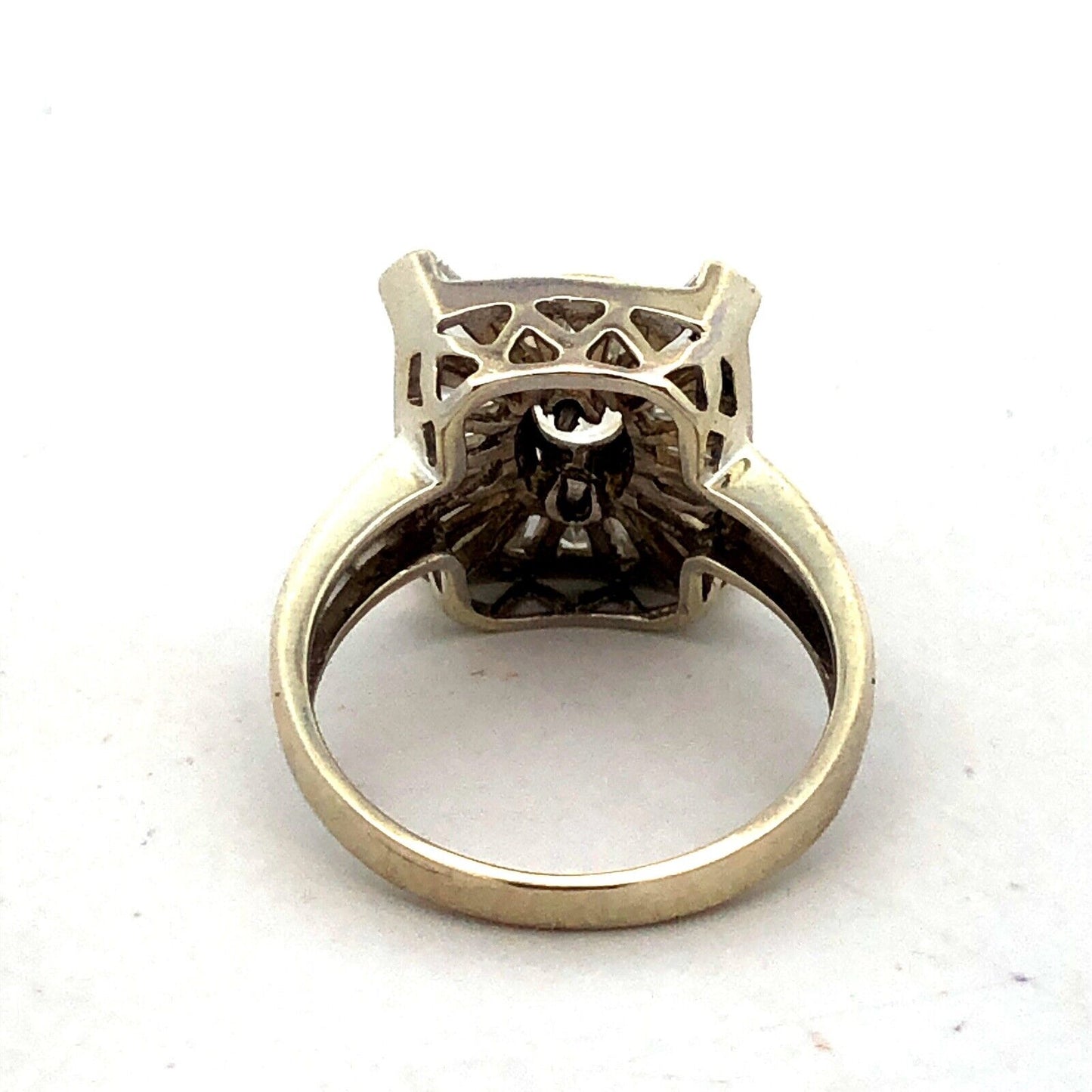 Designer PI 14K White Gold Oval Cubic Zirconia CZ Rectangle Engagement Ring