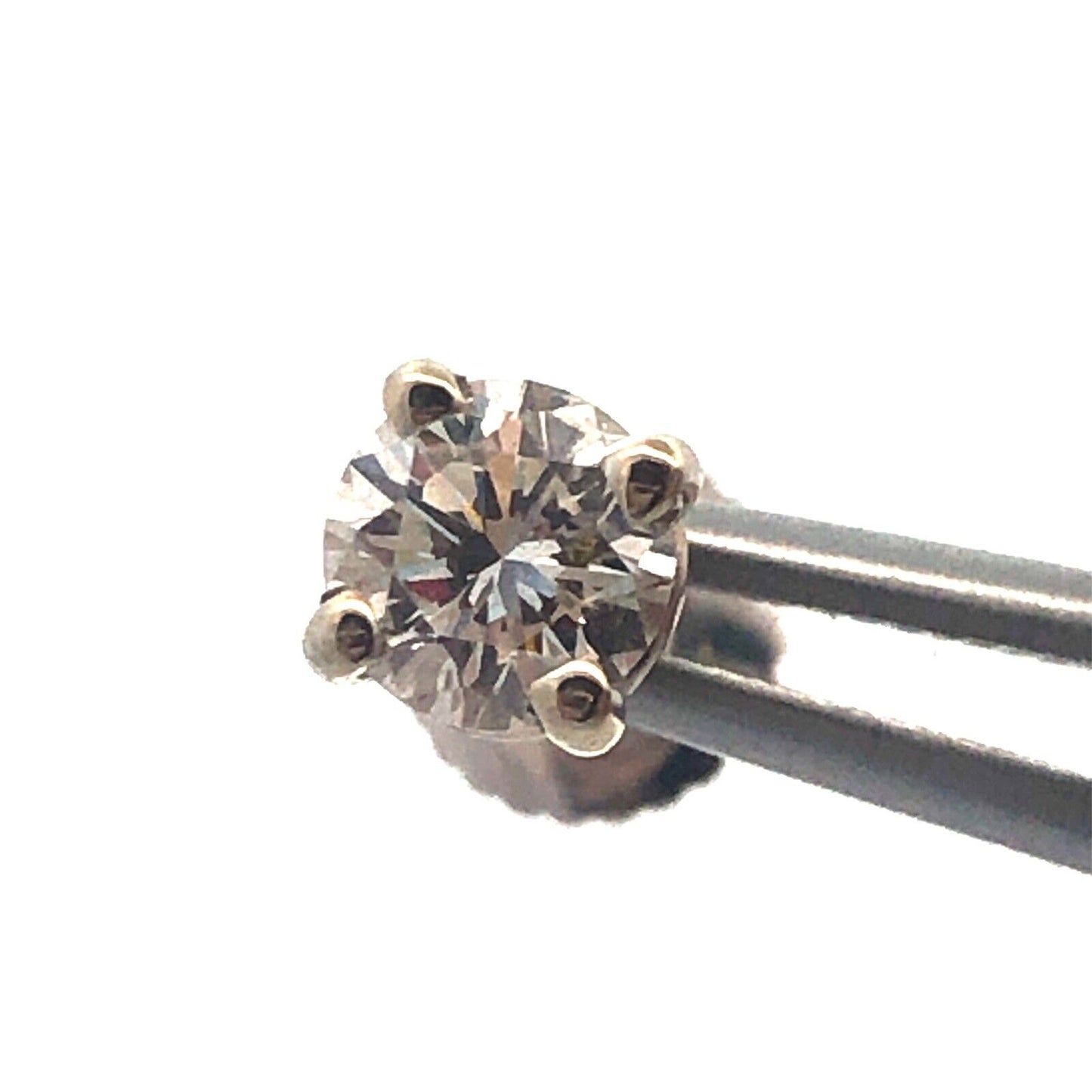 Stunning Classic Elegant 14K White Gold Diamond Solitaire 4-Prong Stud Earrings