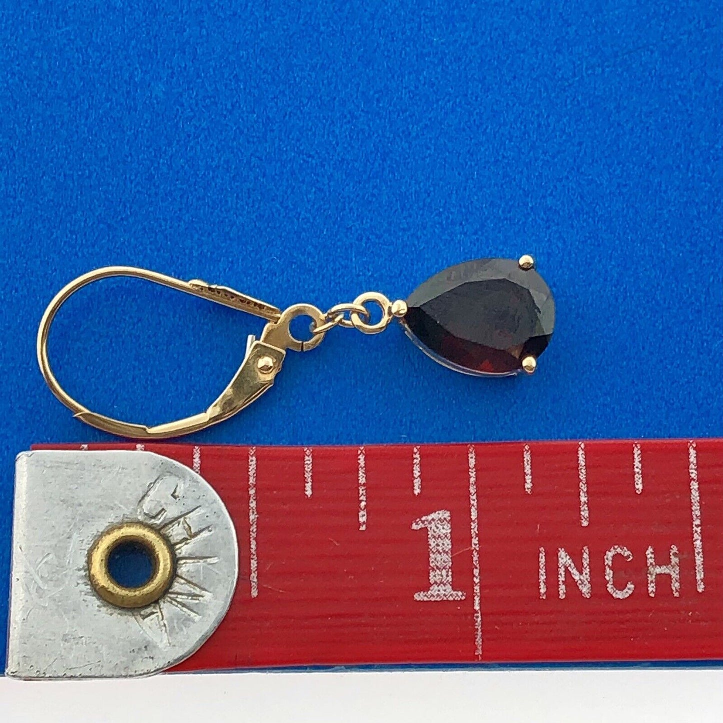 14K Yellow Gold Garnet Pear January Anniversary Drop Dangle Hook Earrings