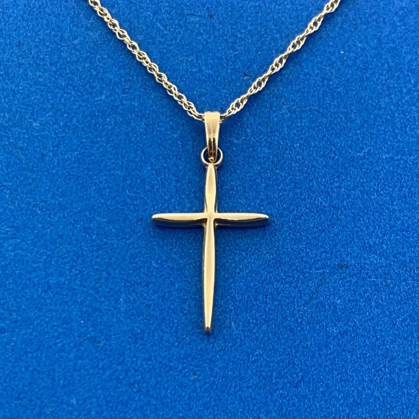Designer 14K Yellow Gold Simplistic Modernist Cross Religious Necklace