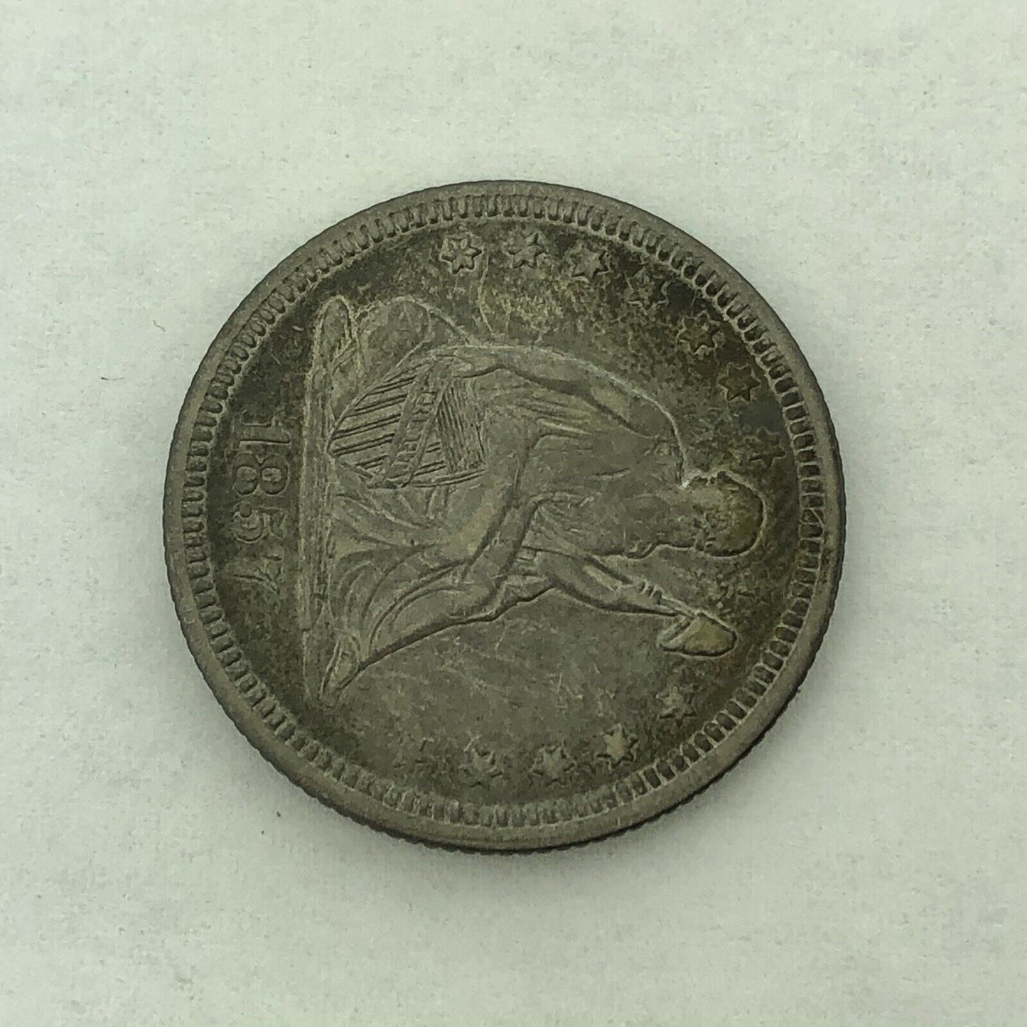 1857 P Silver Seated Quarter Dollar No Motto Philadelphia Mint Coin Extra Fine