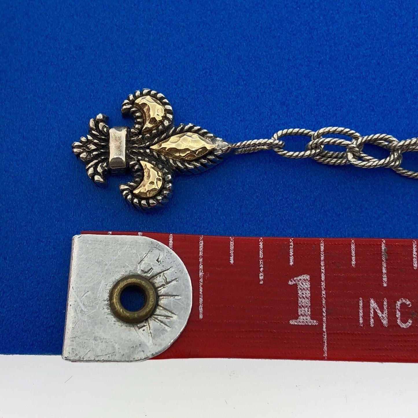 Philip Gavriel 925 Sterling Silver 18K Yellow Gold Fleur De Lis Necklace