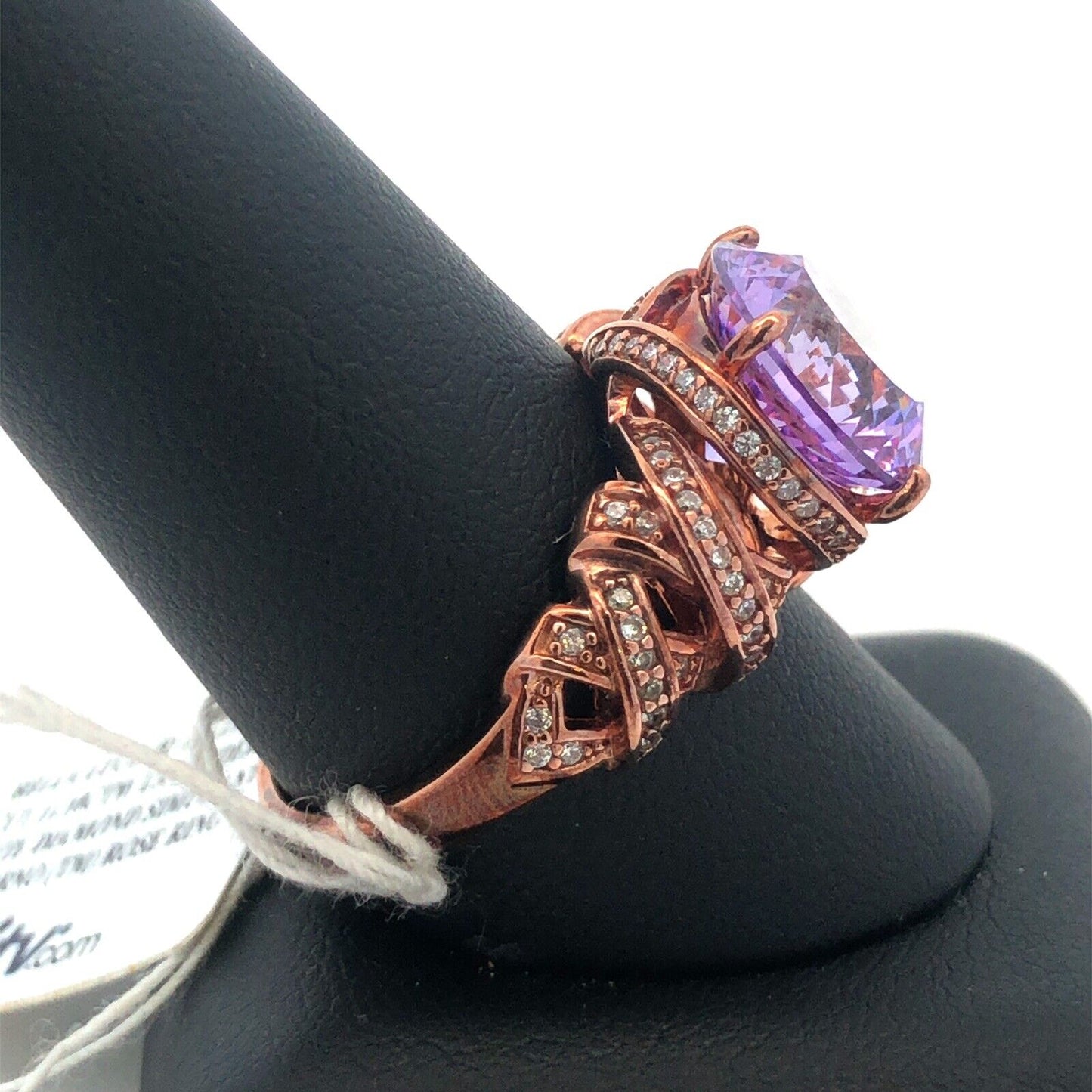 PAJ Sterling Silver Rose Tone Lavender Dillenium Cut Purple CZ With Accents Ring