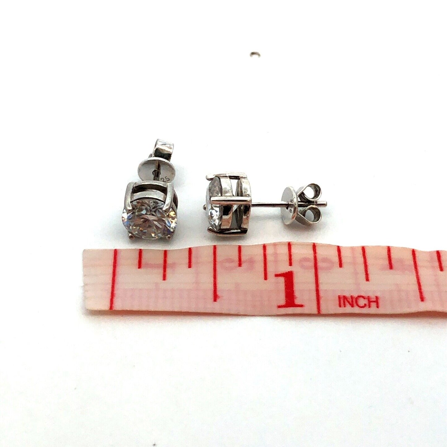 925 Sterling Silver Round Diamond Solitaire Statement Stud Earrings