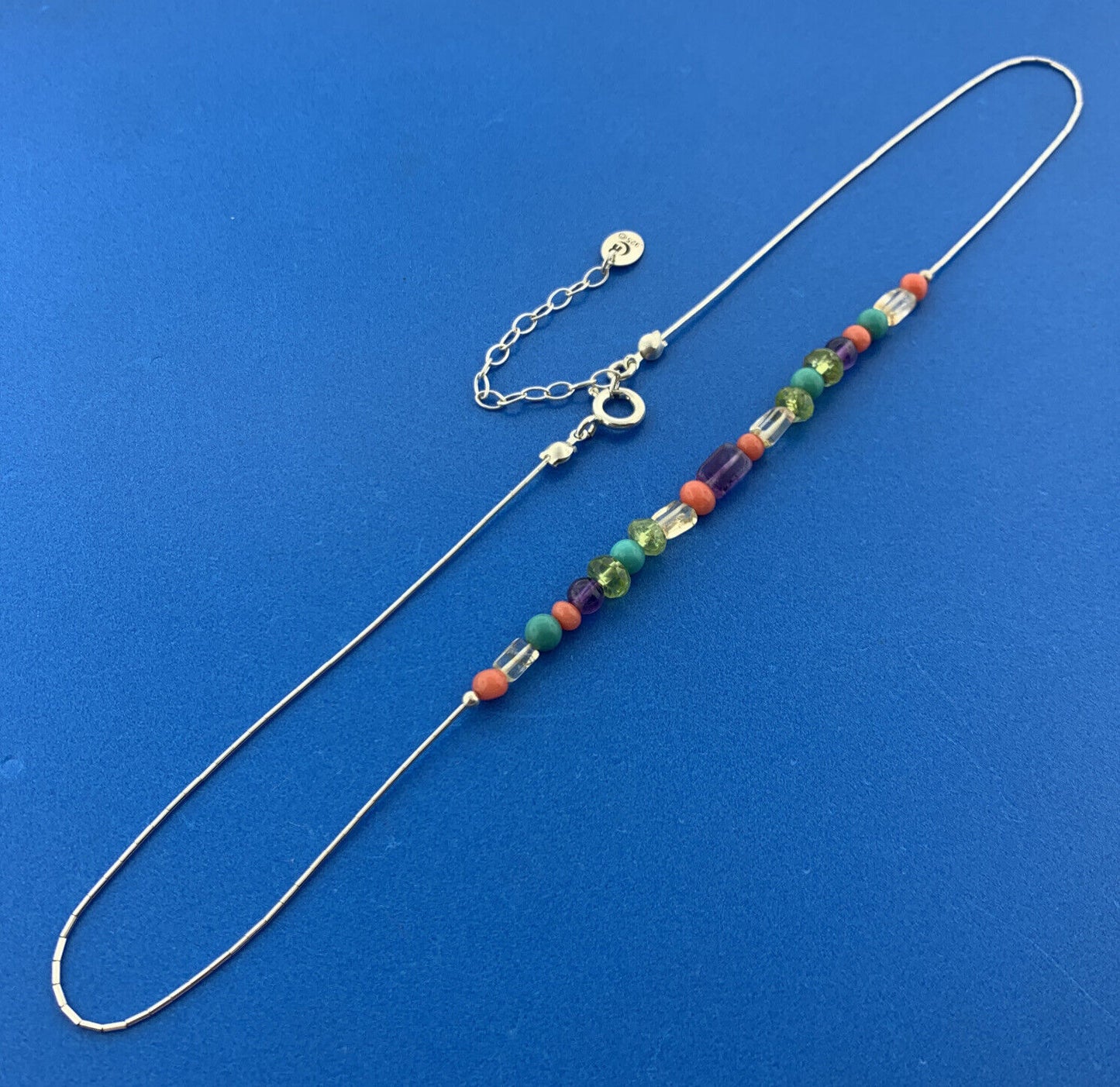 Carolyn Pollack Sterling Silver 925 Liquid Silver Gemstone 17" Strand Necklace