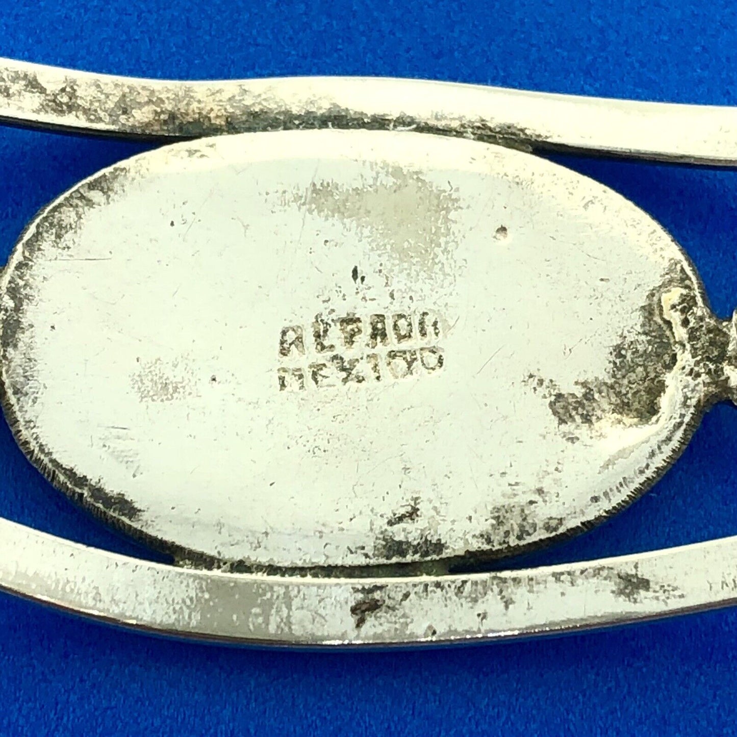 Alpaca Mexican Silver Plated Mother of Pearl Flower Inlay 6.25" Cuff Bracelet