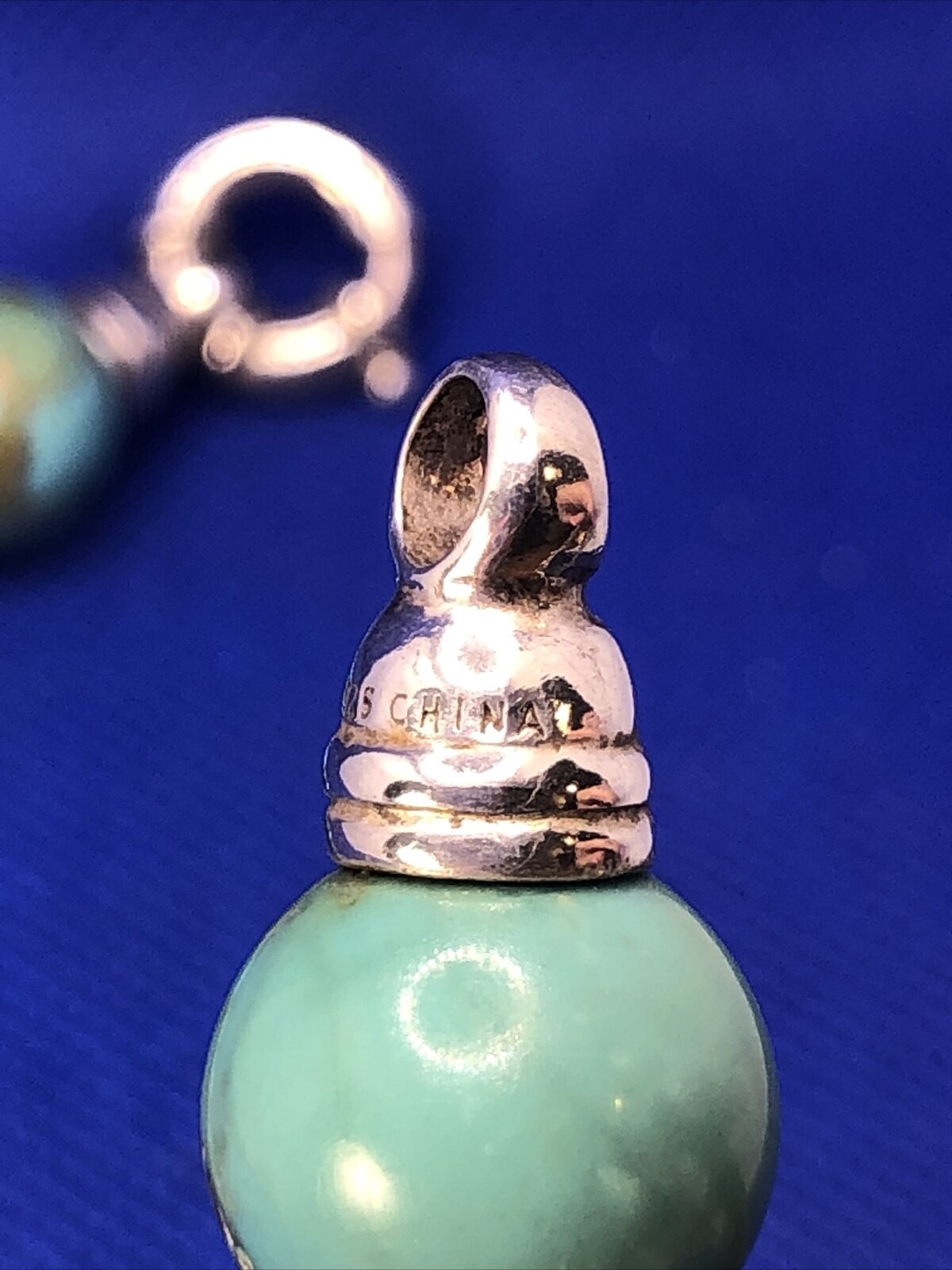 Whitney Kelly 925 Sterling Silver Turquoise Beaded Hand Knotted Chunky Necklace