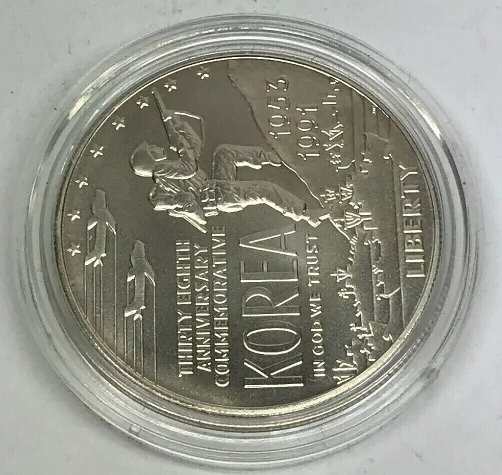 1991 D Korean War Memorial Commemorative BU Silver Dollar OMP/COA