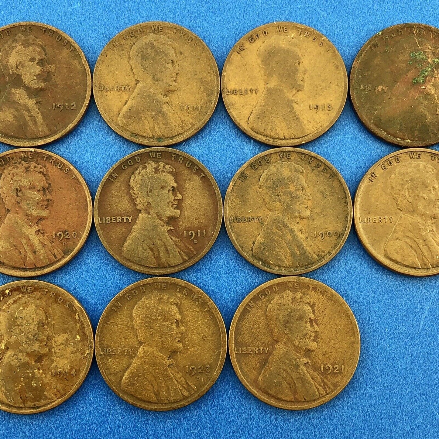 1909 P Mixed Date Mixed Mint Early Lincoln Small One Cent Penny 14 Coin Lot