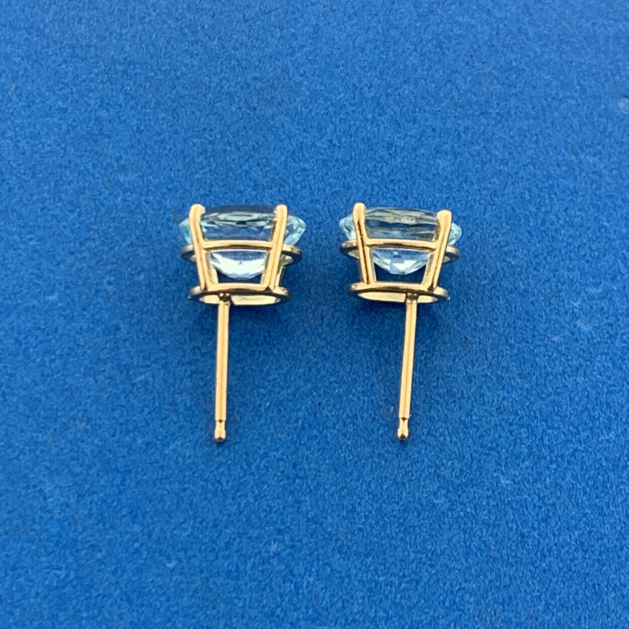 Designer 14K Yellow Gold Swiss Blue Topaz December Anniversary Stud Earrings