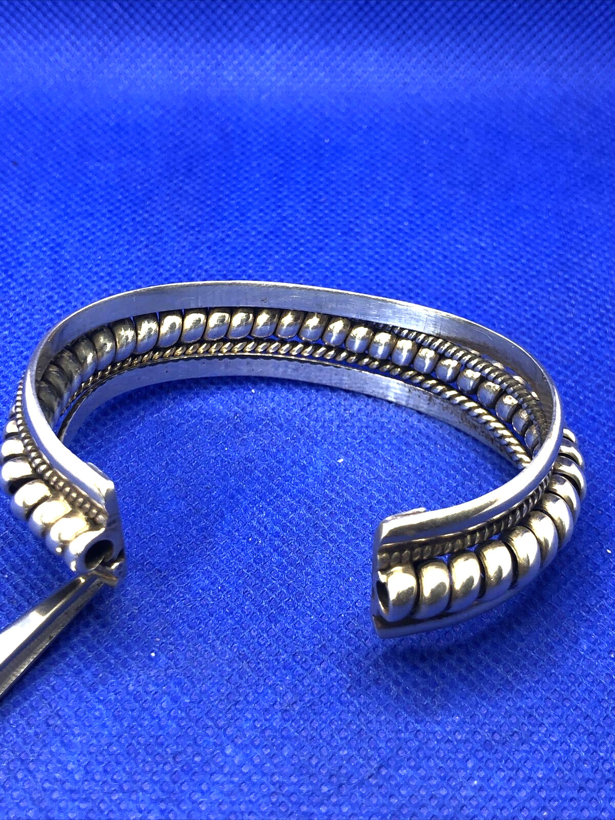 Taxco TC-155 925 Sterling Silver Ribbed Rope Twist Open Statement Cuff Bracelet
