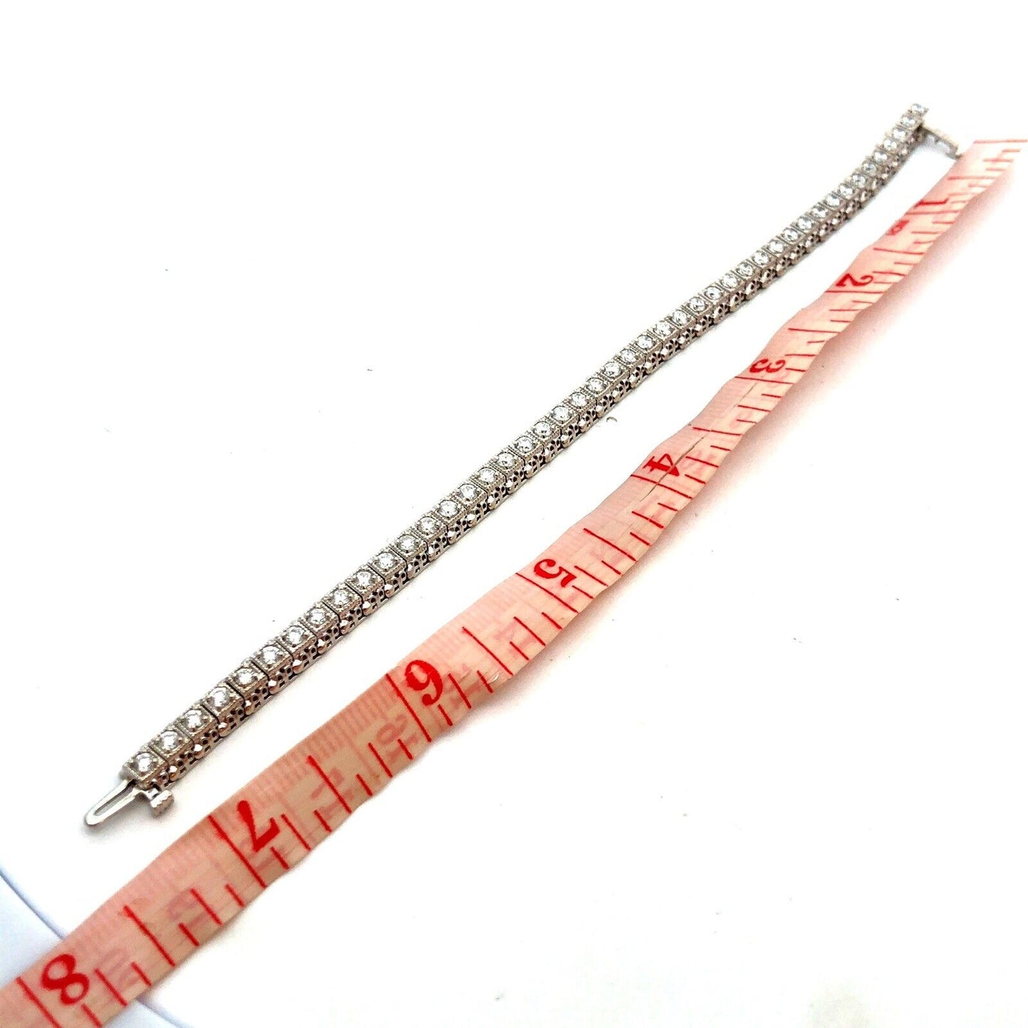 Designer 14K White Gold Round Diamond Open Work Statement Tennis Bracelet