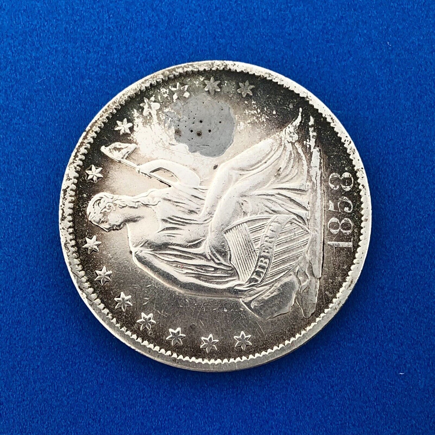 1858 O Silver Seated Liberty Half Dollar New Orleans Possible Lamination Error