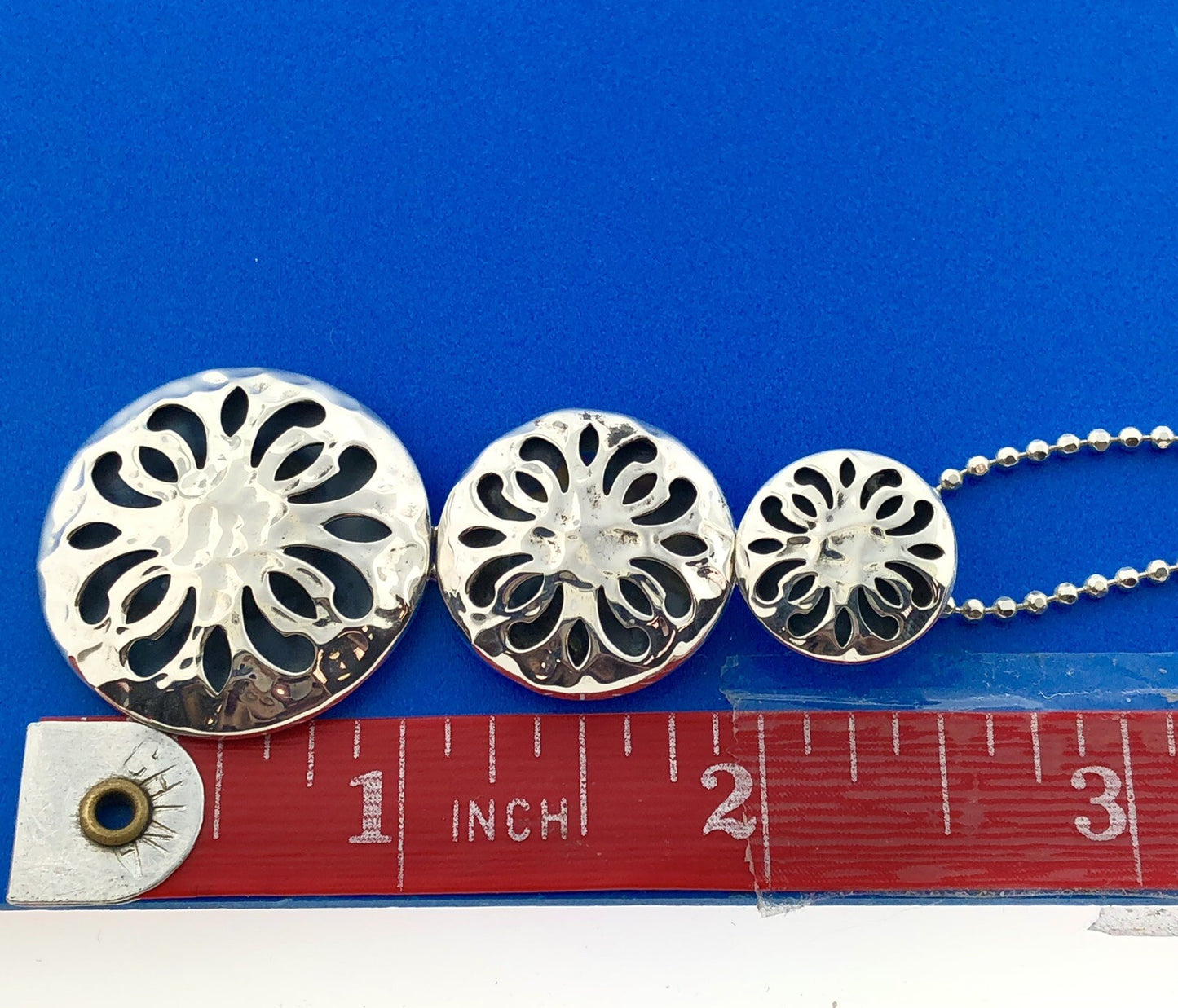 Designer ATI Sterling Silver 925 Floral Openwork Round Beaded Chain 18" Necklace