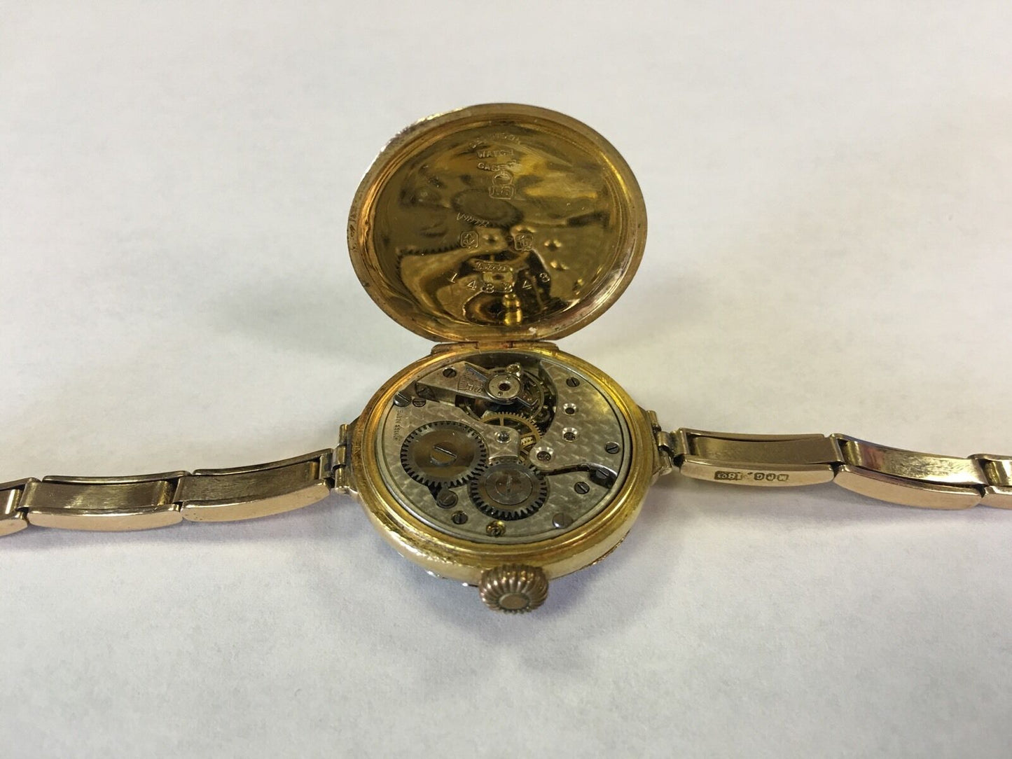 Ladies Vintage Victorian 14K Yellow Gold Diamond Sapphire Watch Adjusting Band