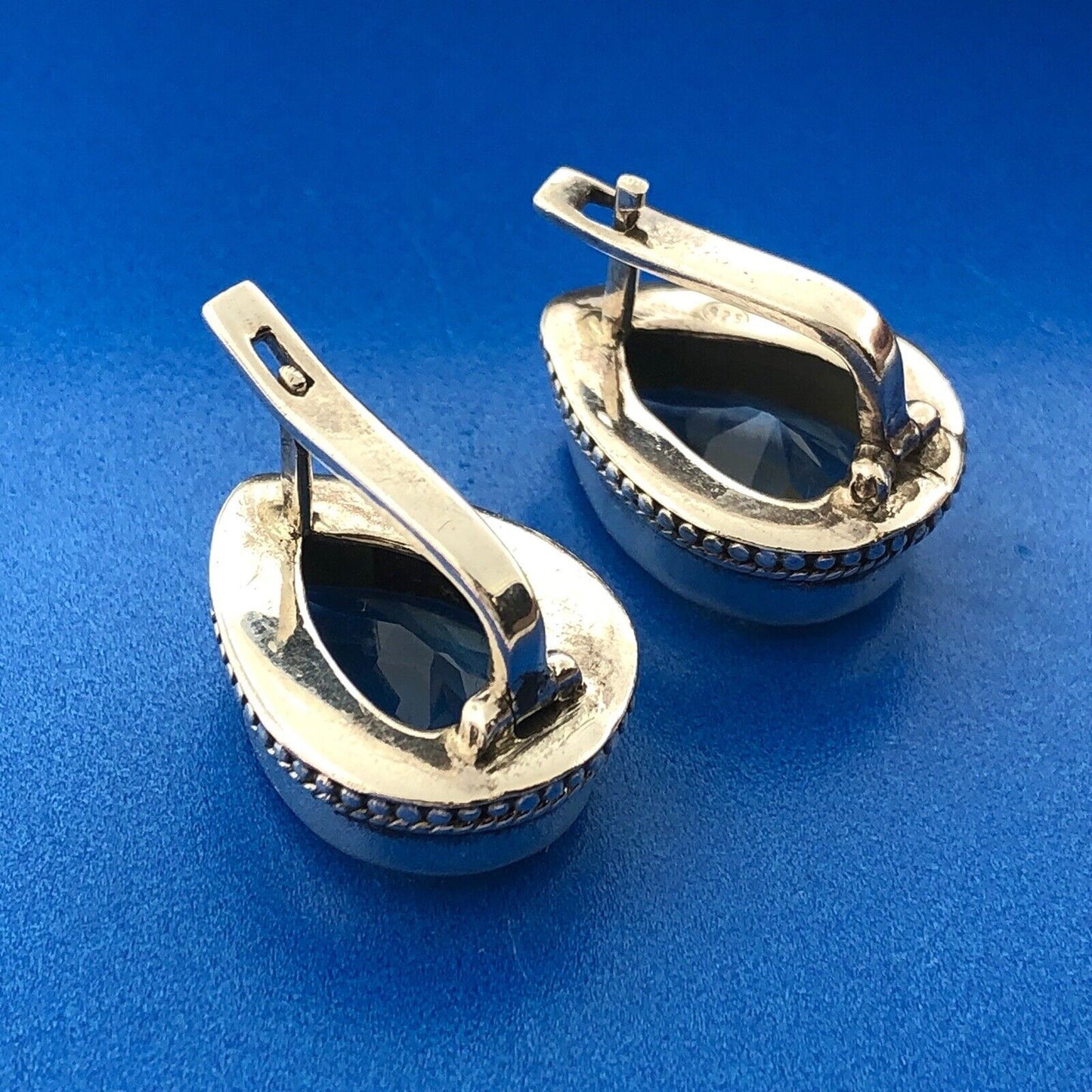 Retro 925 Sterling Silver Pear Pale Green Cubic Zirconia Statement Earrings