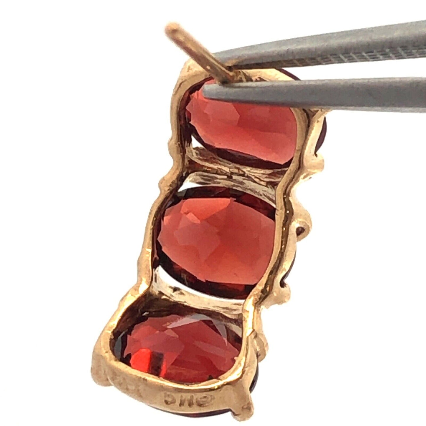 14K Yellow Gold Oval Rhodolite Garnet January Drop Pierced Earrings