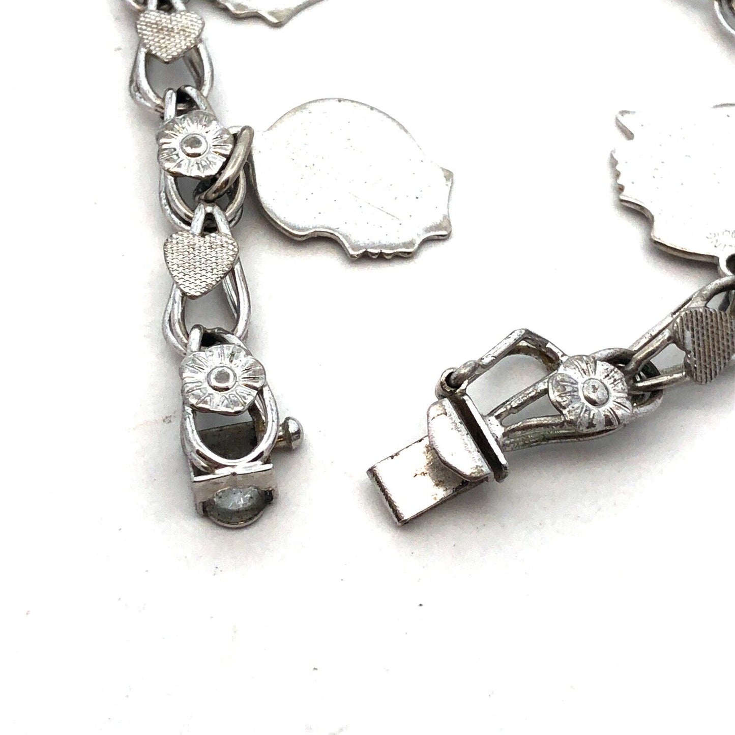 Elco 925 Sterling Silver Floral Children Profiles Mothers Day Charm Bracelet