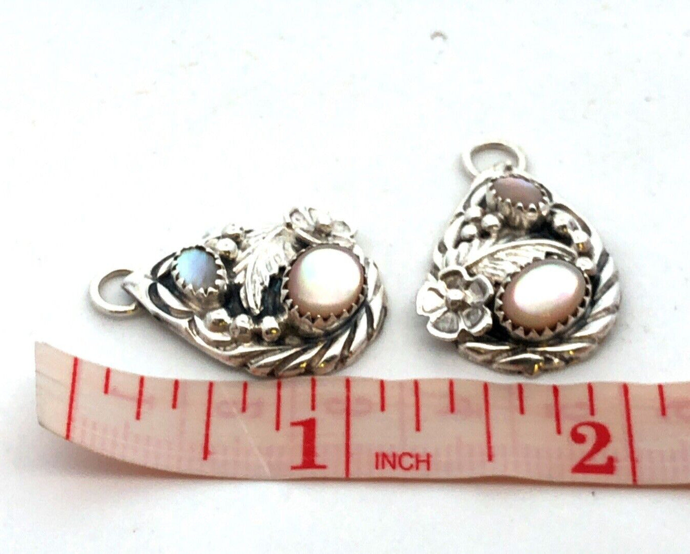 Native American Sterling Silver Mother of Pearl Floral Earring Enhancer Jackets