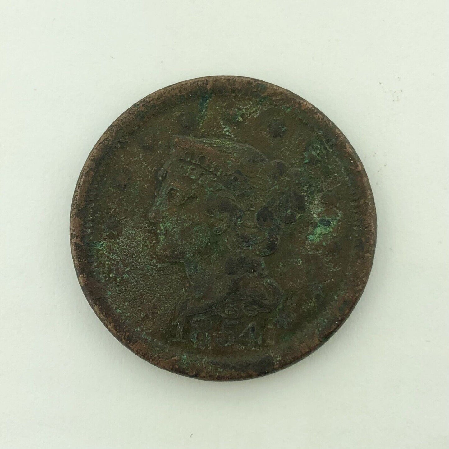 1854 P Liberty Head Braided Hair Large Copper Cent Better Philadelphia Mint Coin