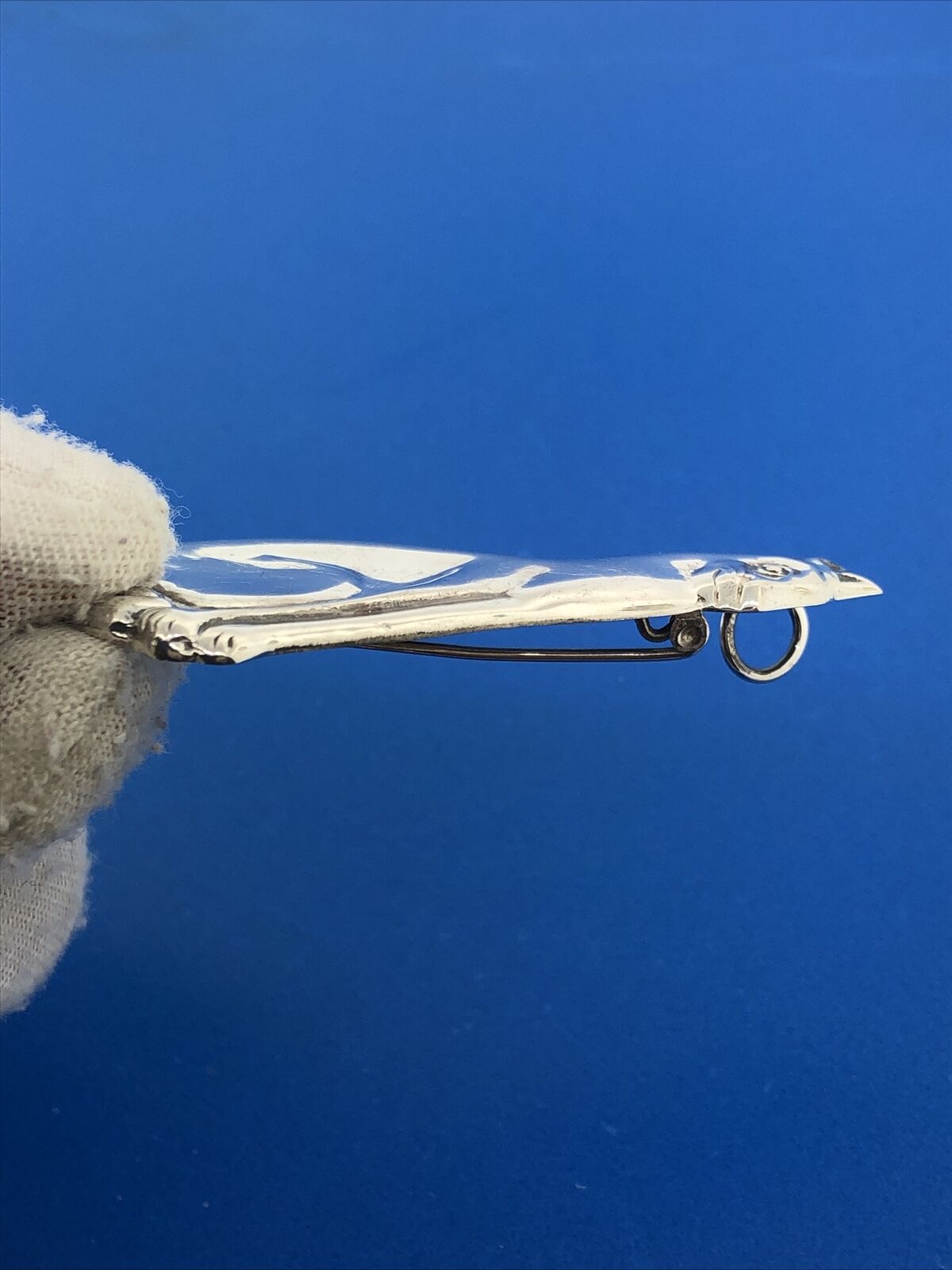 Retro 925 Sterling Silver Sitting Cat Kitten Siamese Scarf Pin Brooch Pendant