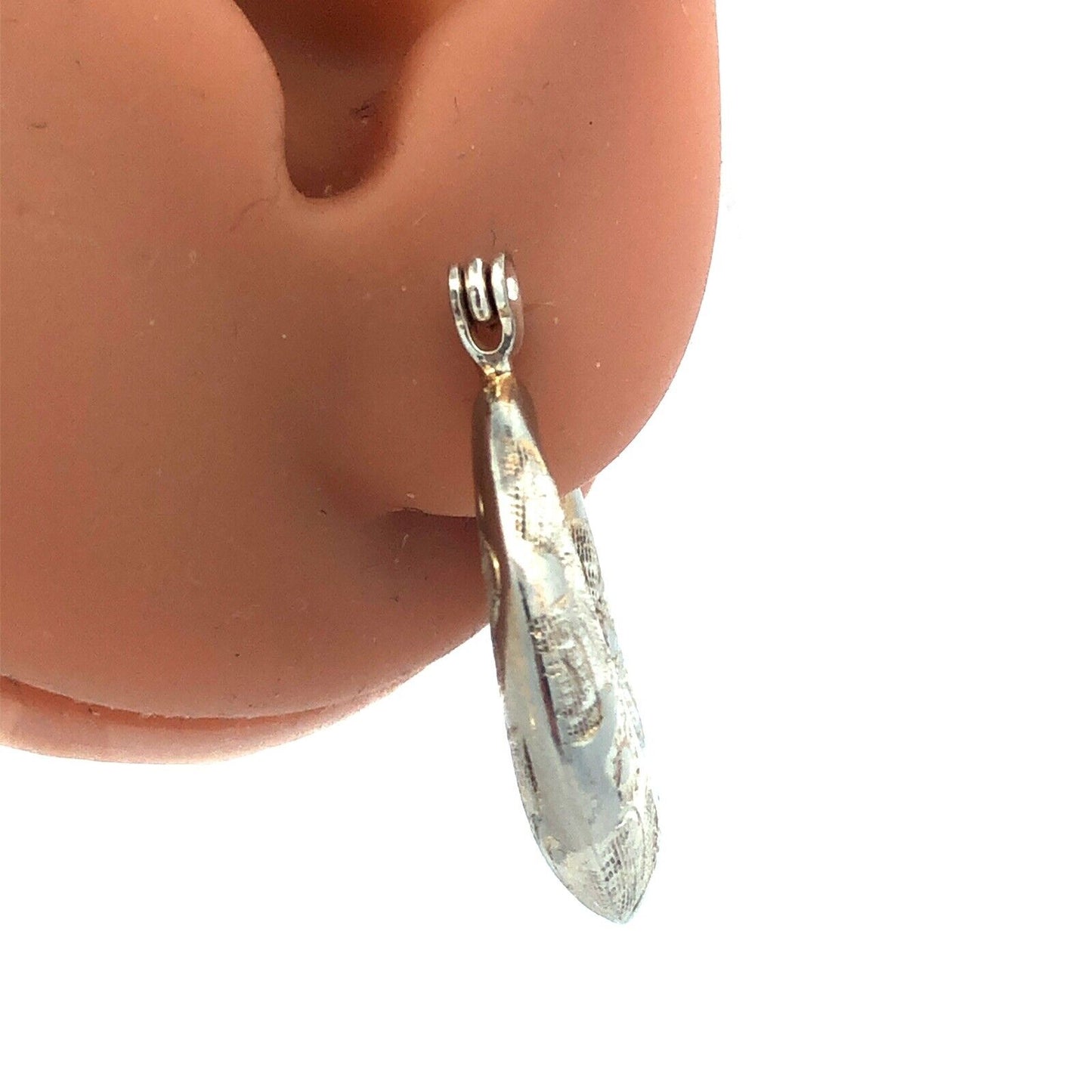 Designer Sterling Silver Floral Etched Polished Florentine Hollow Hoop Earrings