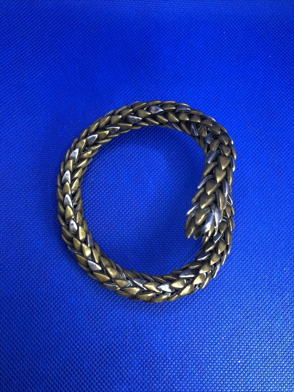 Vintage 1970's Brass & Silver Two Toned Statement Snake Arm Cuff Bracelet